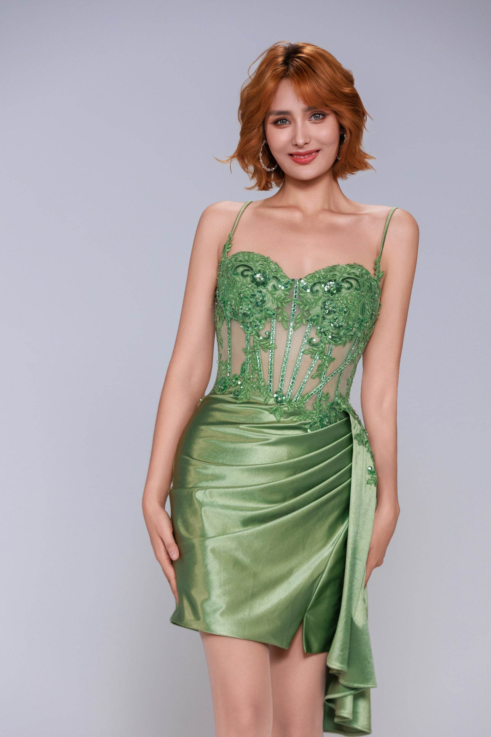 Sheath-Column Mini Stretch Satin Homecoming Dress CS1012