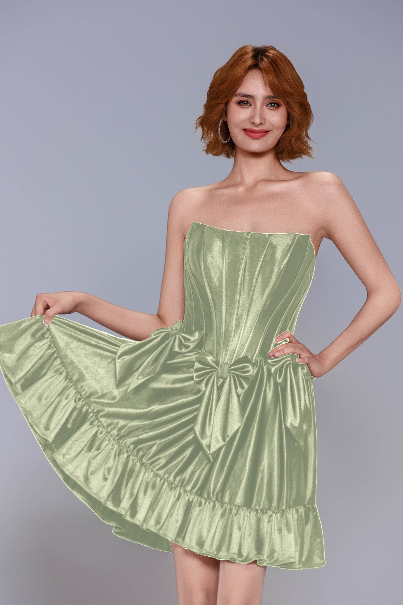 A-Line Mini Stretch Satin Homecoming Dress CS1015