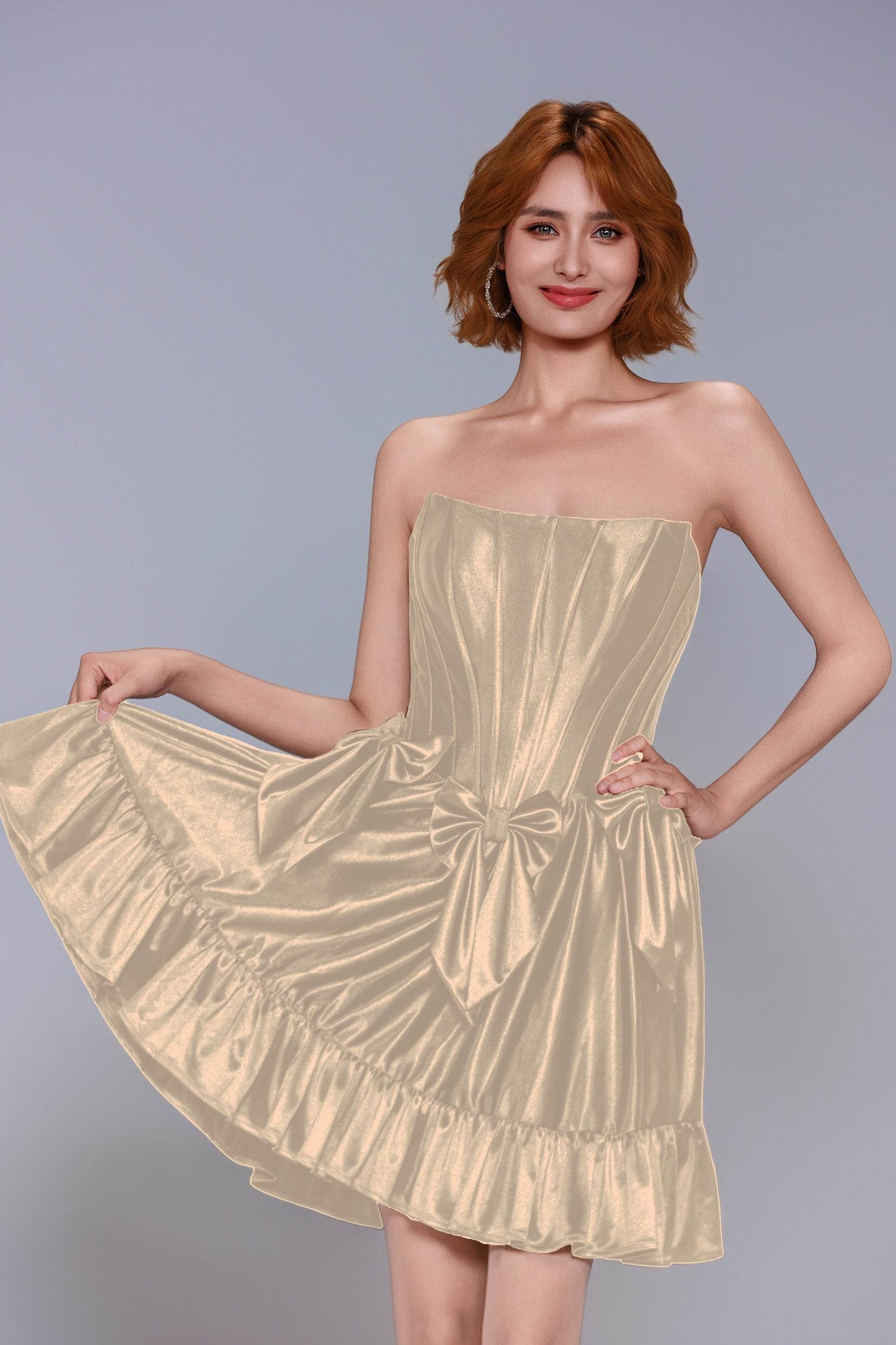 A-Line Mini Stretch Satin Homecoming Dress CS1015