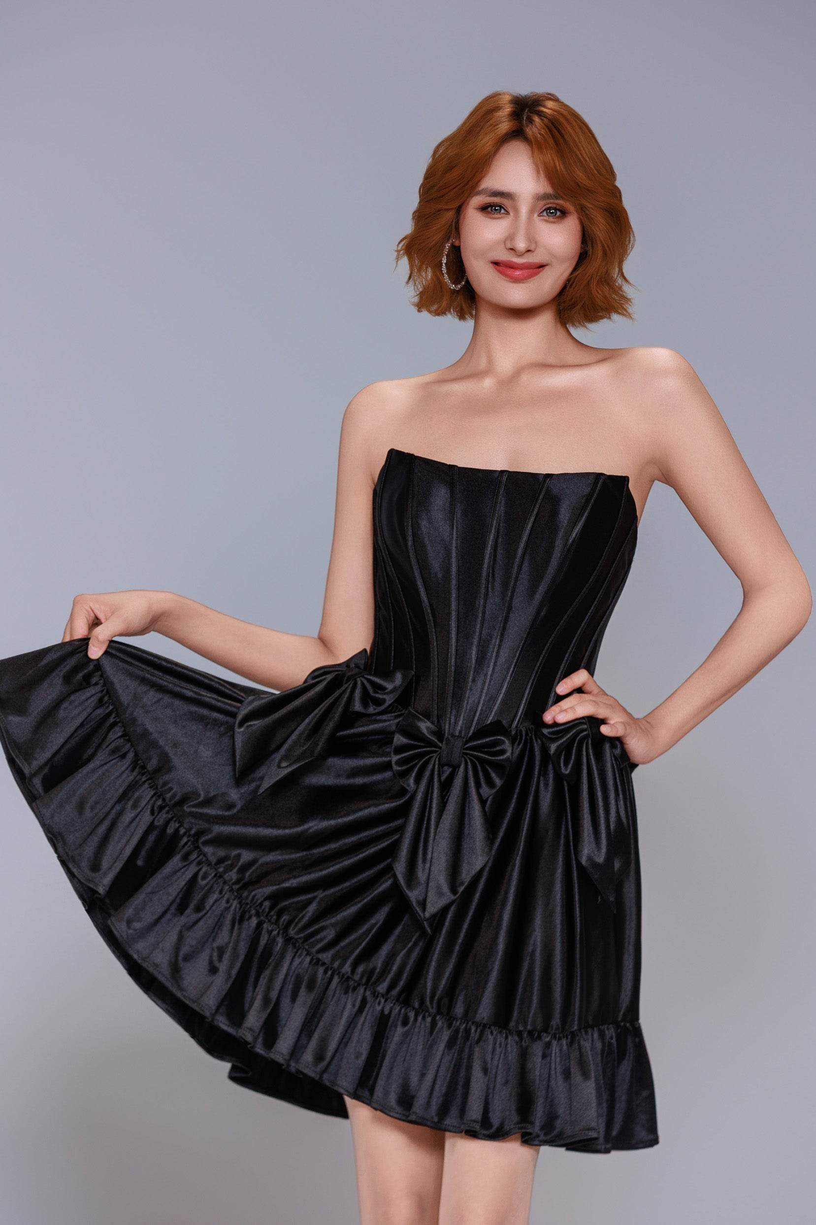 A-Line Mini Stretch Satin Homecoming Dress CS1015