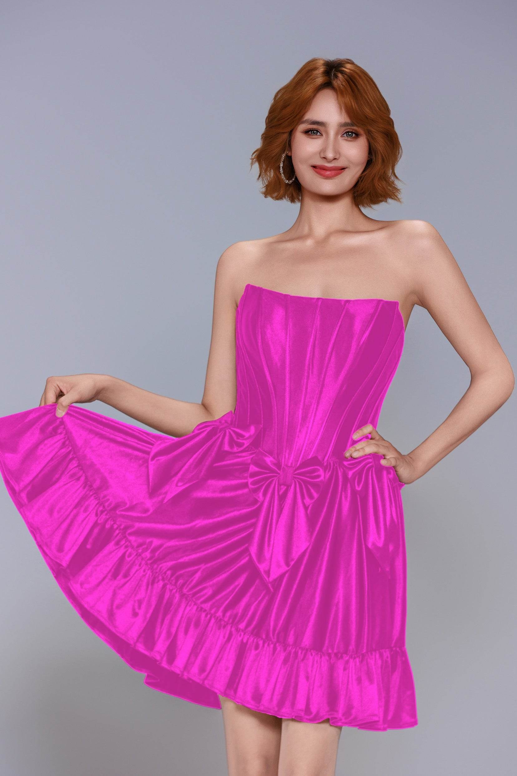 A-Line Mini Stretch Satin Homecoming Dress CS1015