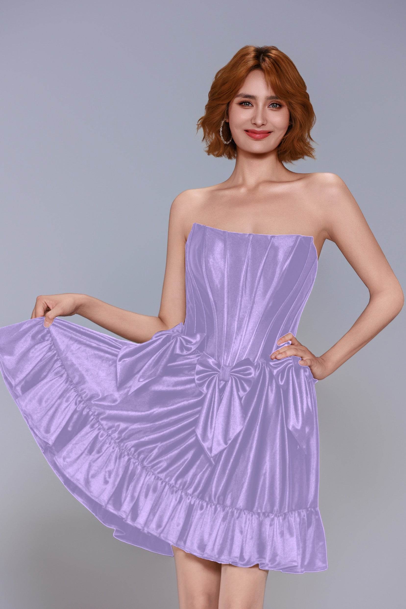 A-Line Mini Stretch Satin Homecoming Dress CS1015