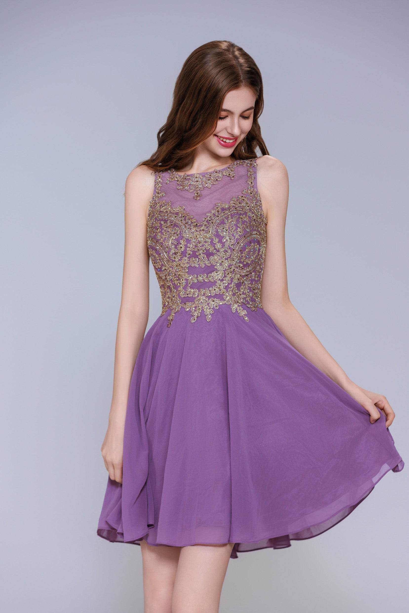 A-Line Mini Chiffon Homecoming Dress CS1021