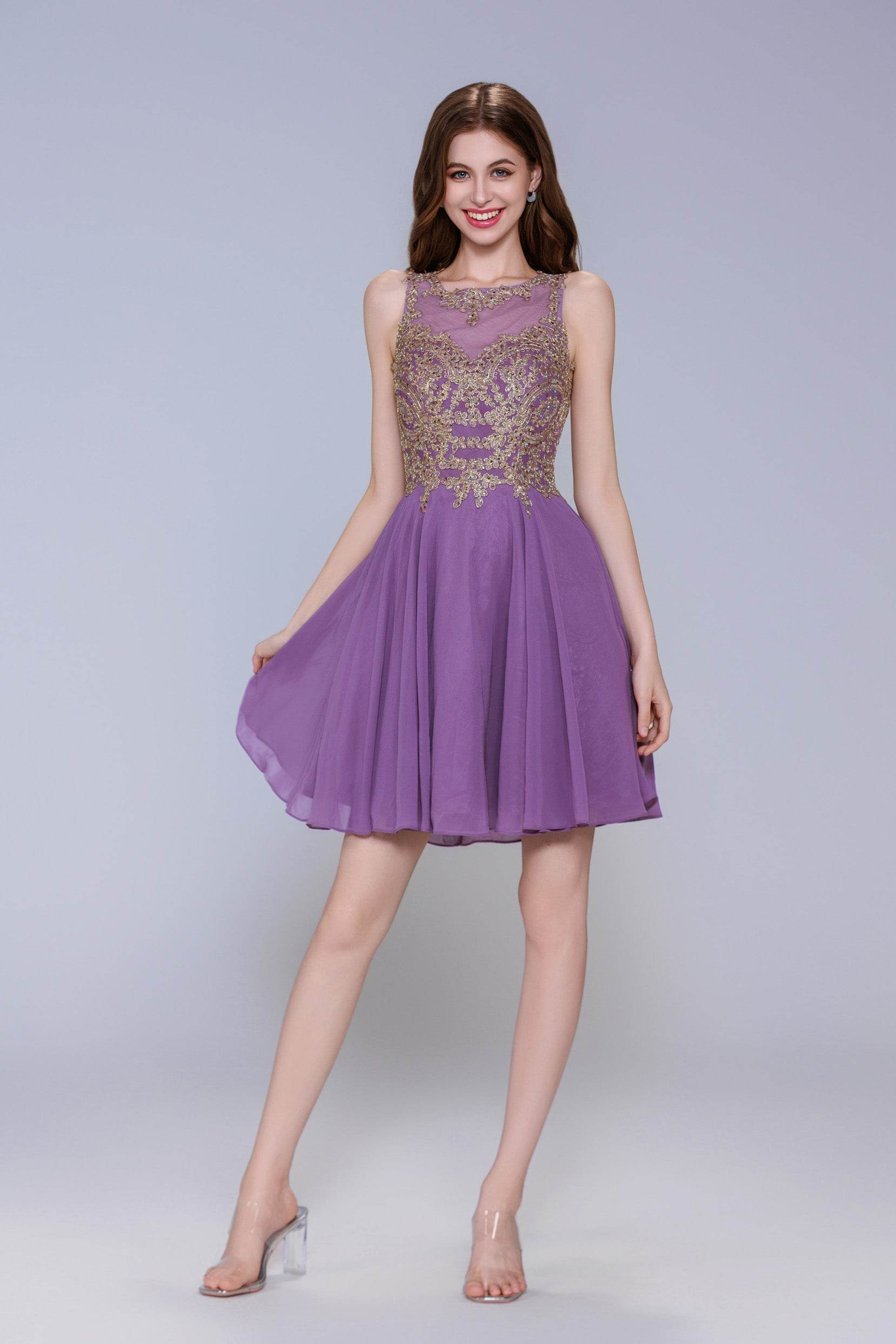 A-Line Mini Chiffon Homecoming Dress CS1021