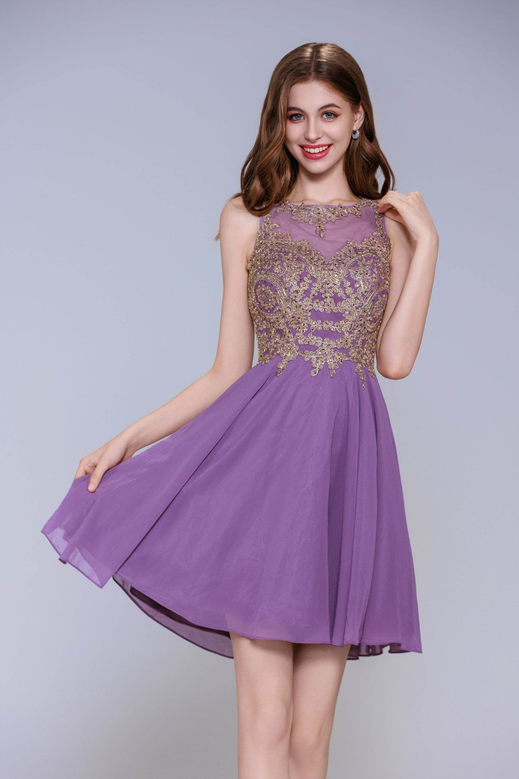 A-Line Mini Chiffon Homecoming Dress CS1021