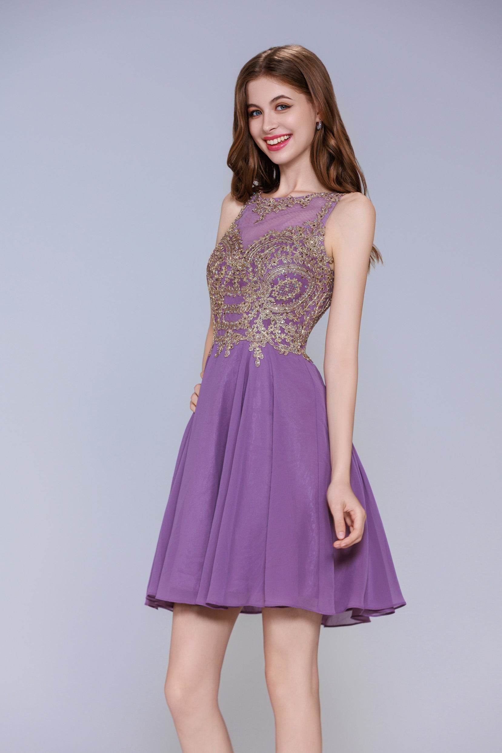A-Line Mini Chiffon Homecoming Dress CS1021