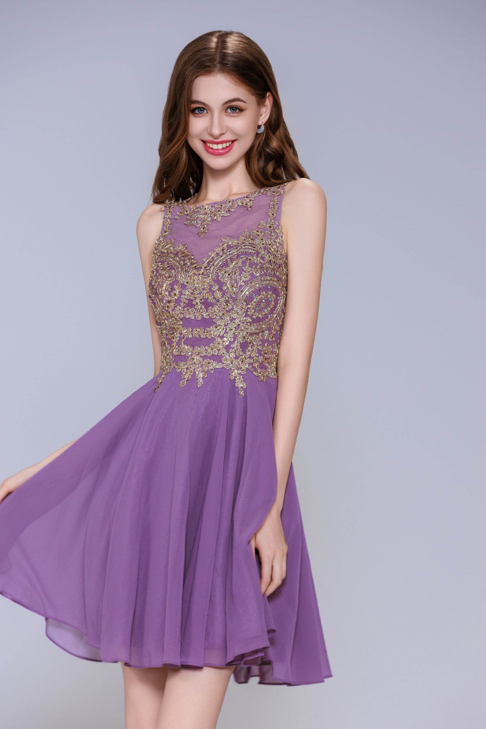 A-Line Mini Chiffon Homecoming Dress CS1021