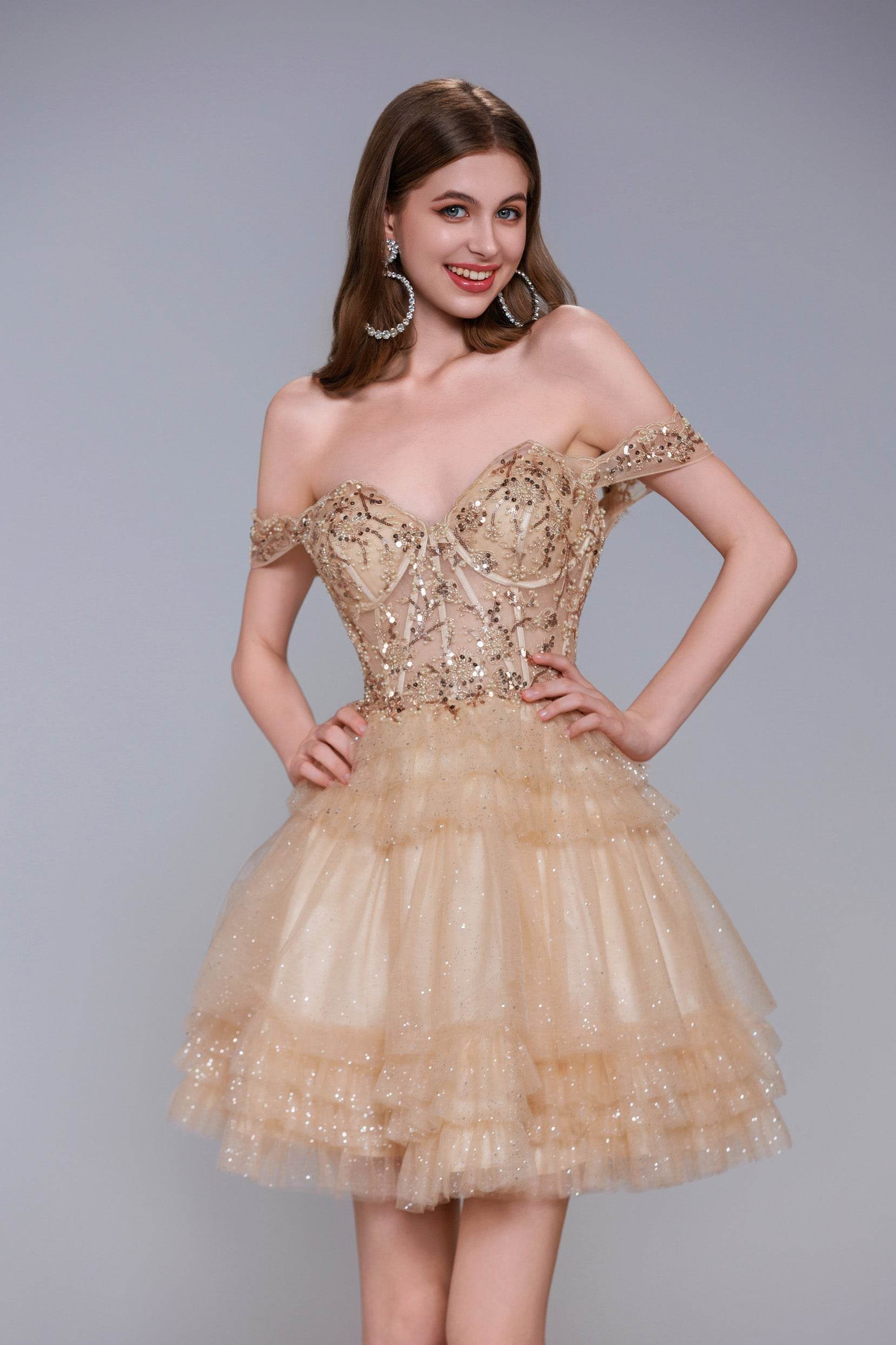 A-Line Mini Tulle Homecoming Dress CS1032