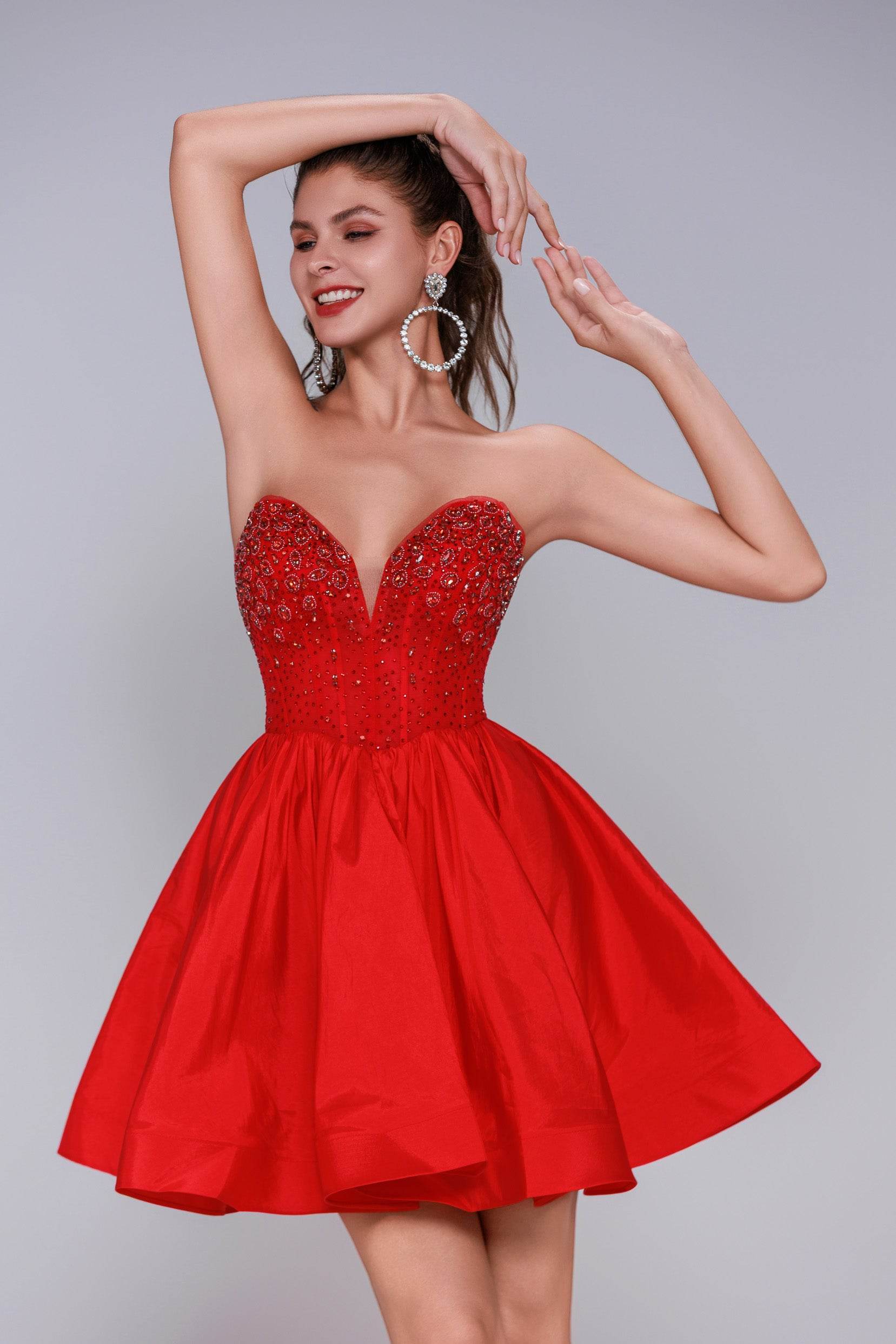 A-Line Mini Taffeta Homecoming Dress CS1034