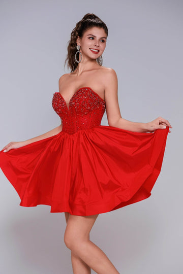 A-Line Mini Taffeta Homecoming Dress CS1034
