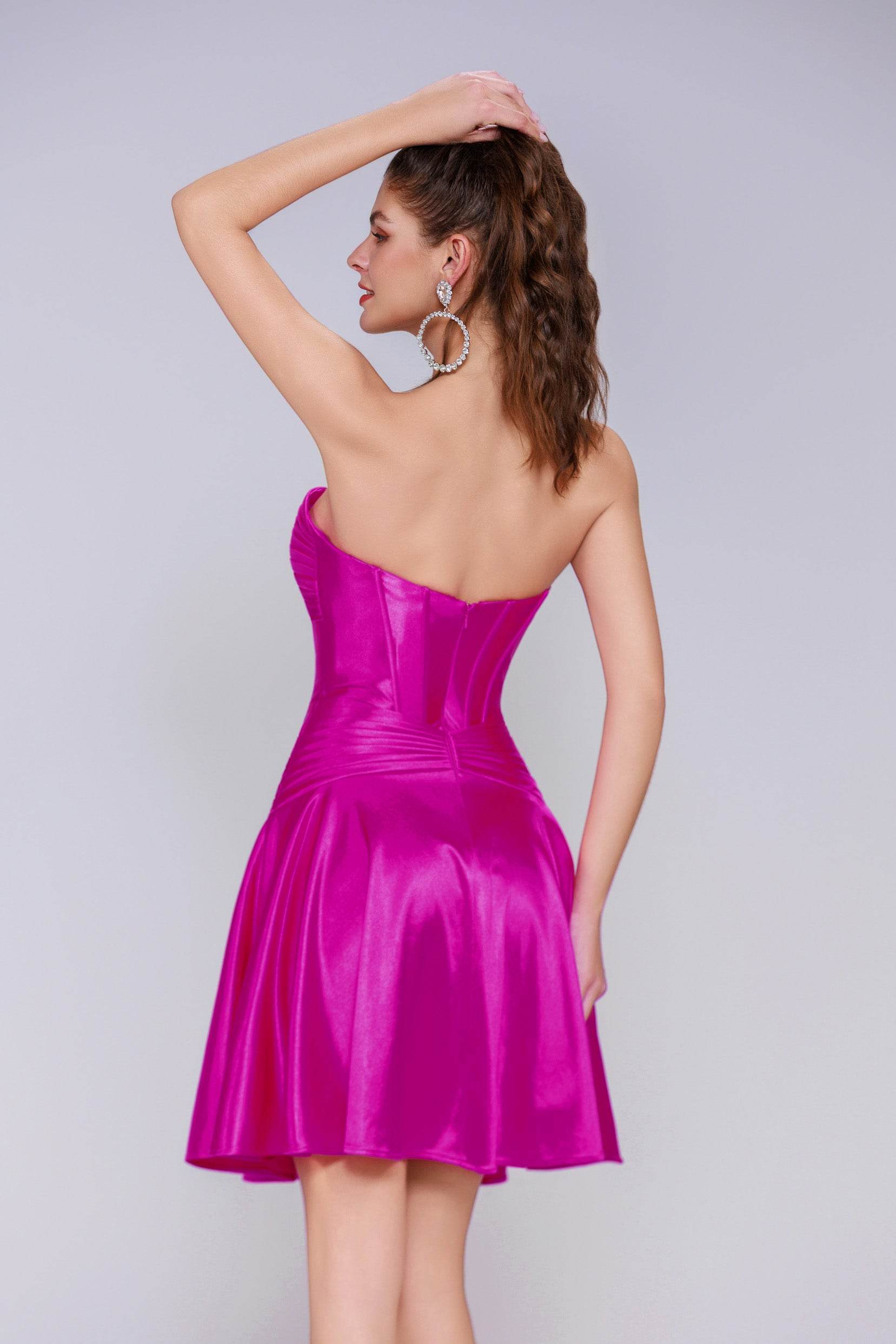 A-Line Mini Stretch Satin Homecoming Dress CS1035