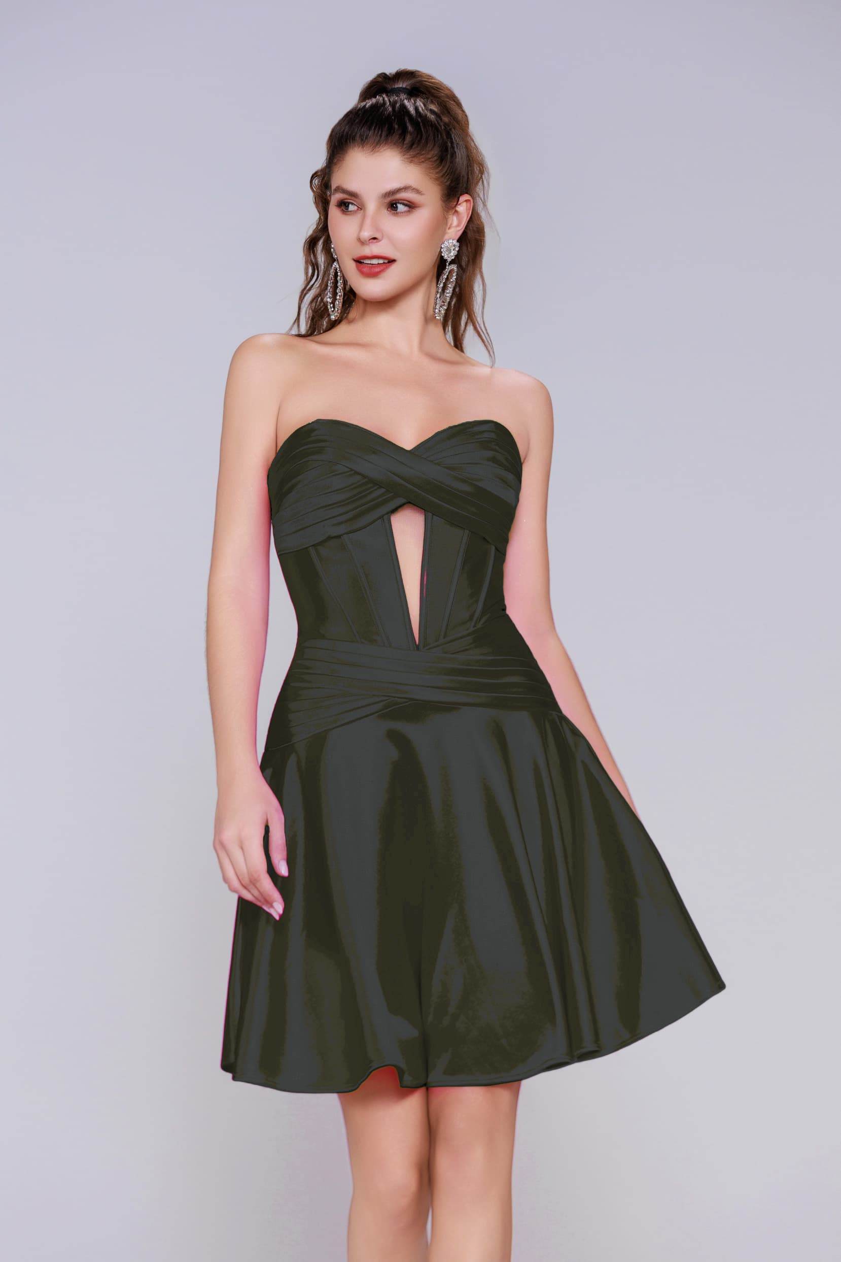 A-Line Mini Stretch Satin Homecoming Dress CS1035