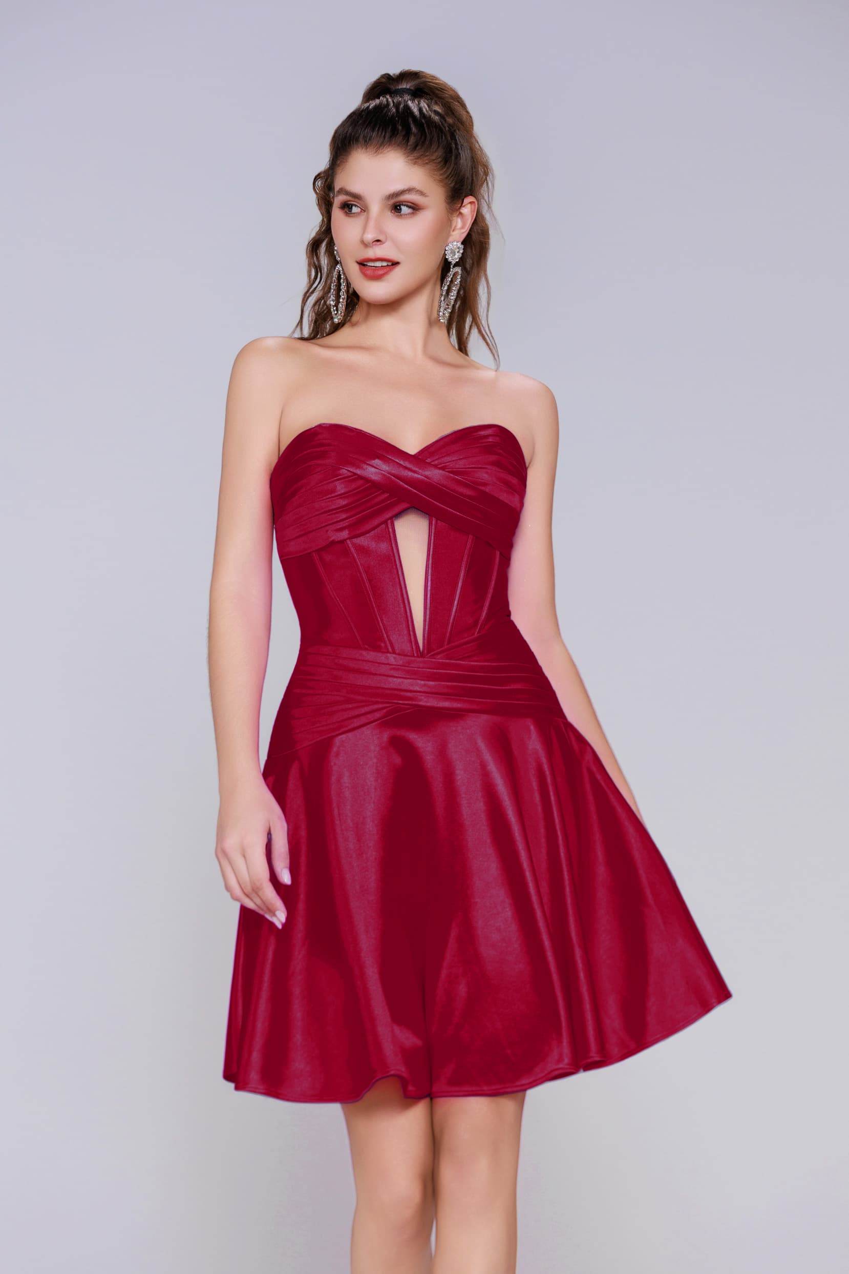 A-Line Mini Stretch Satin Homecoming Dress CS1035