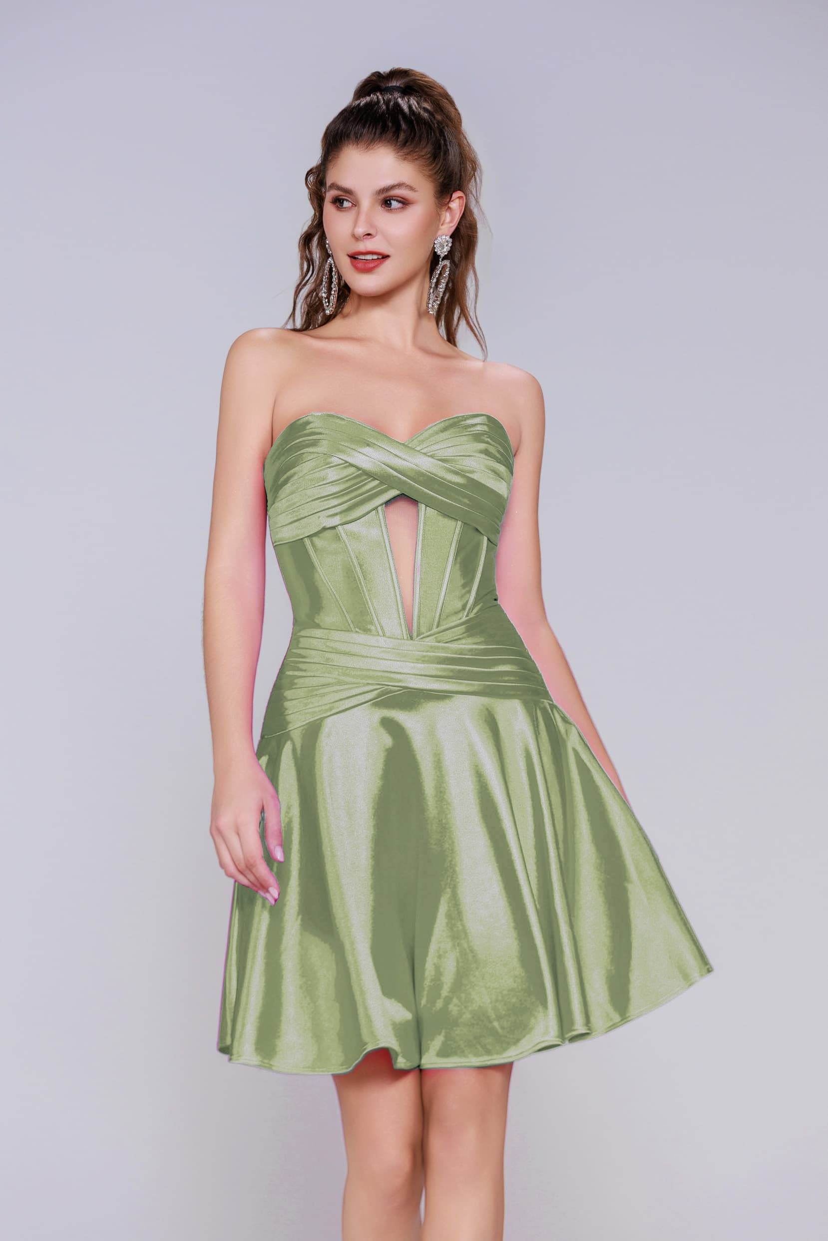 A-Line Mini Stretch Satin Homecoming Dress CS1035