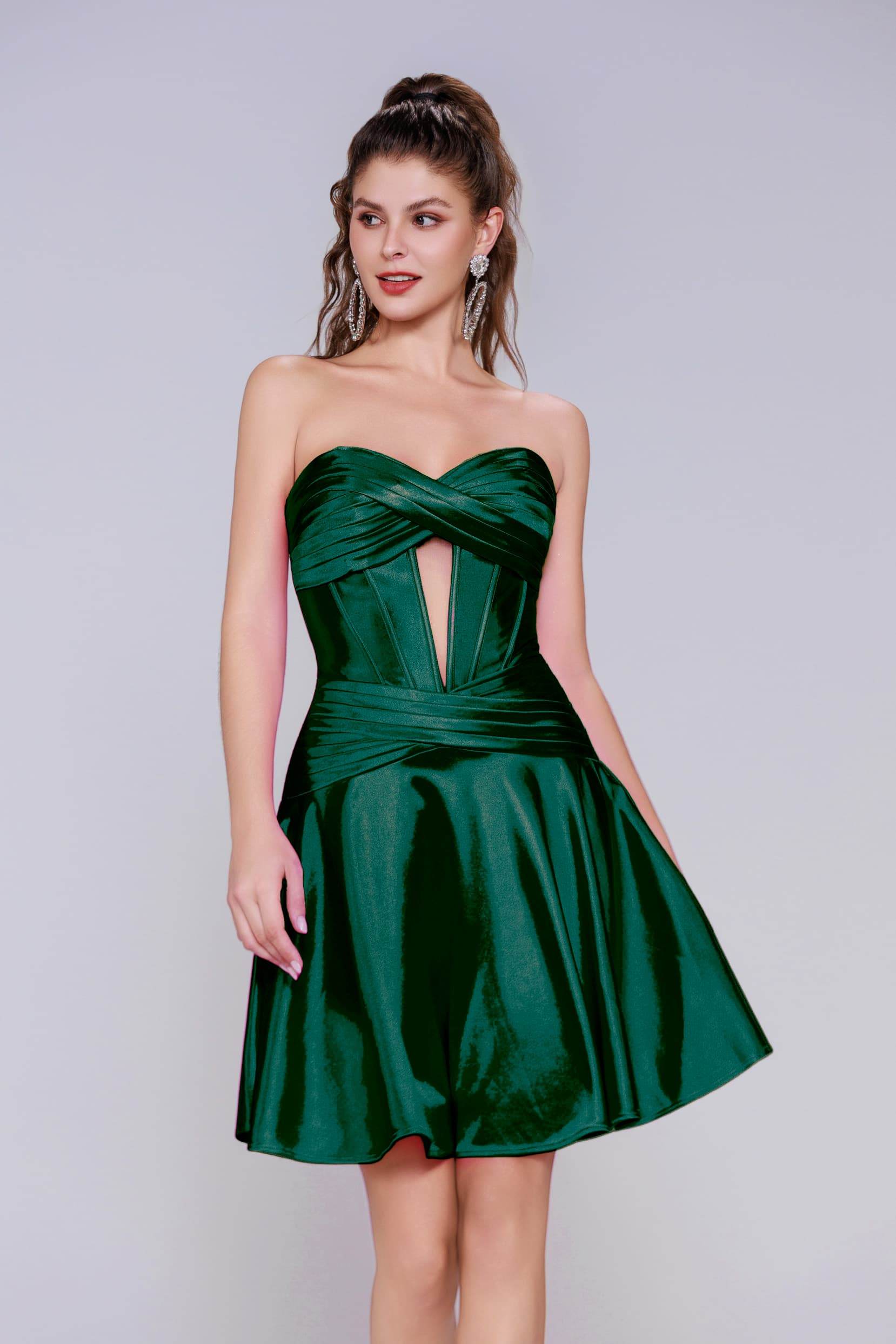 A-Line Mini Stretch Satin Homecoming Dress CS1035