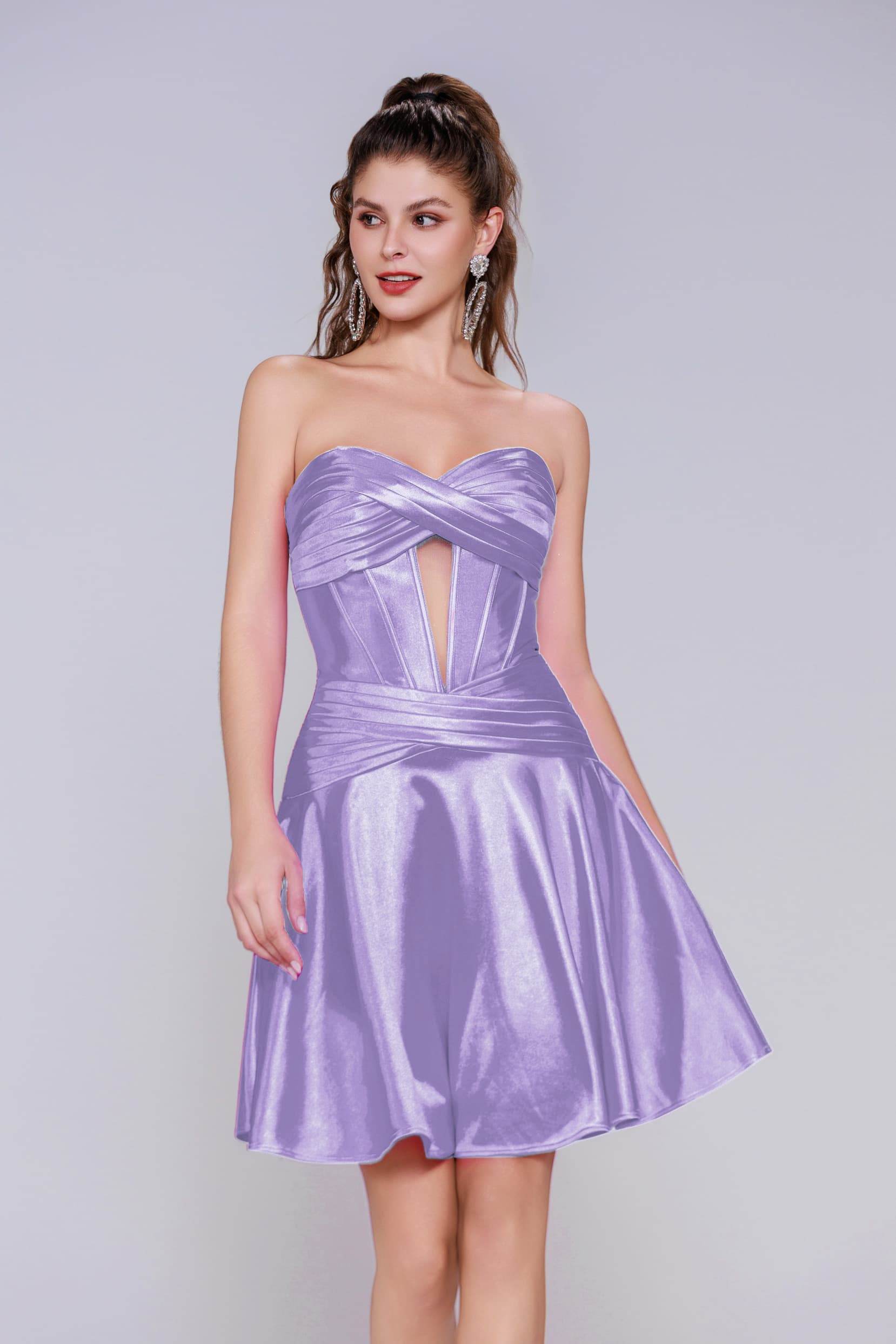 A-Line Mini Stretch Satin Homecoming Dress CS1035