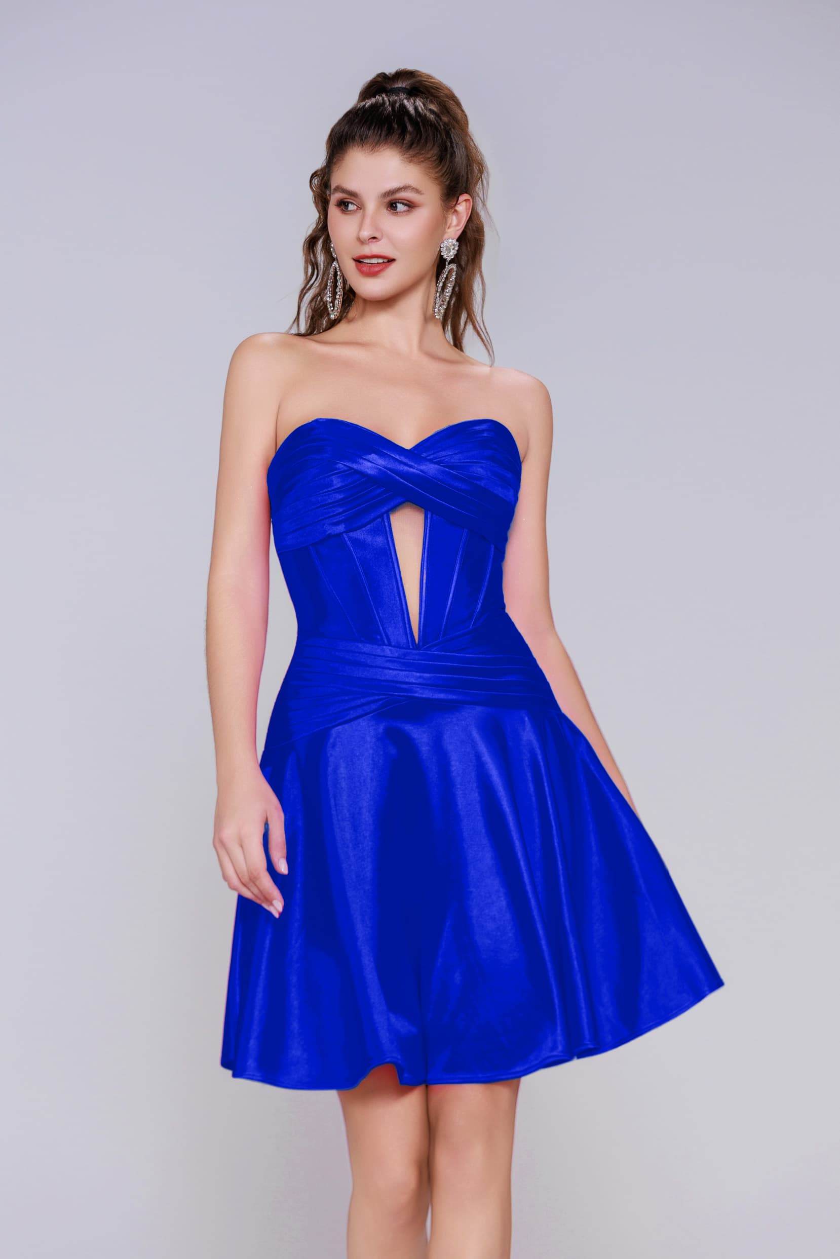 A-Line Mini Stretch Satin Homecoming Dress CS1035
