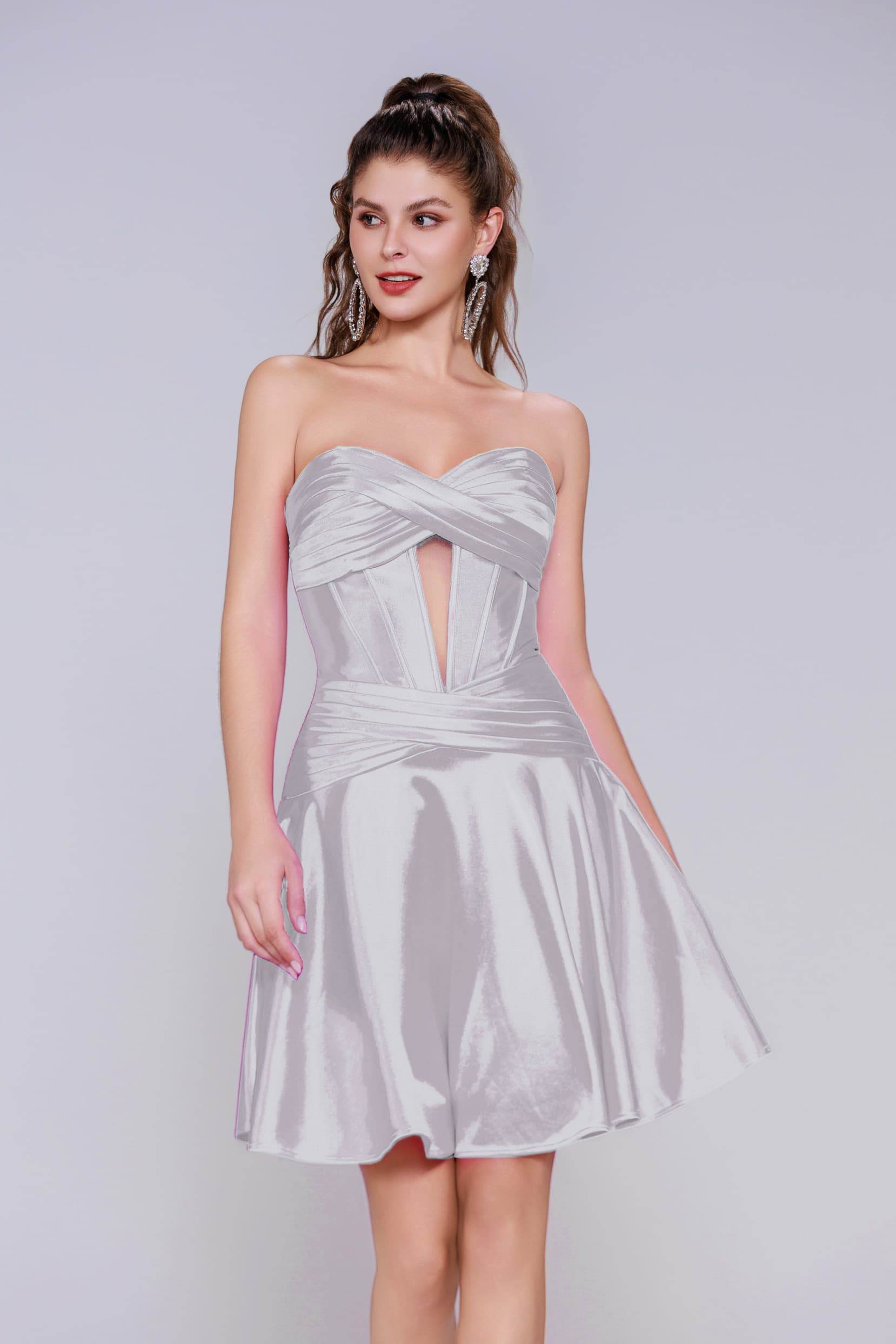 A-Line Mini Stretch Satin Homecoming Dress CS1035