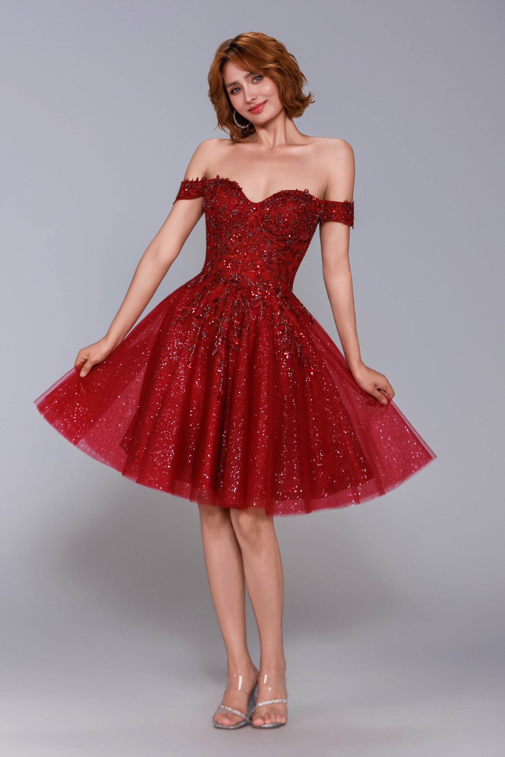 A-Line Mini Glitter Homecoming Dress CS1037