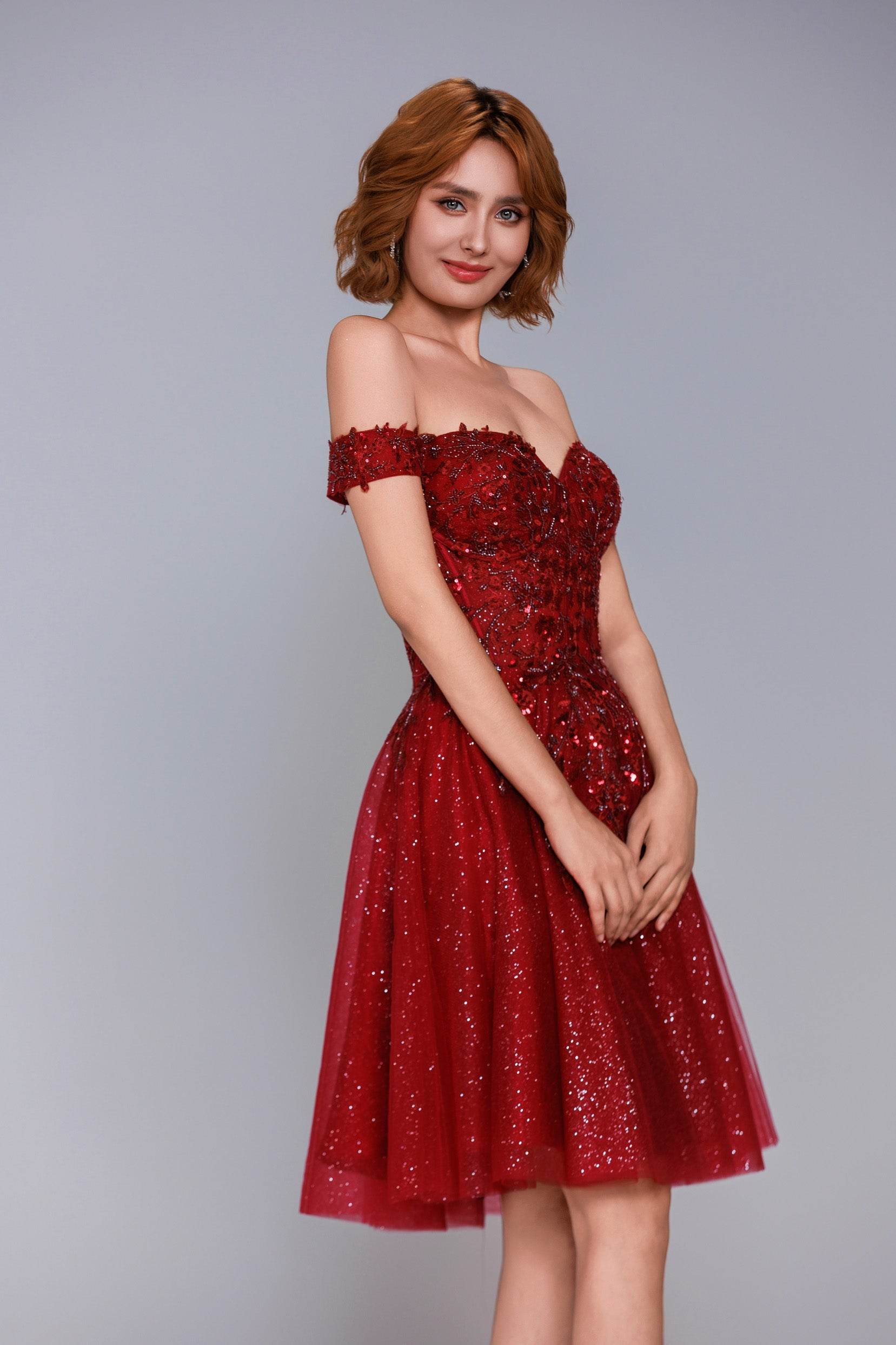 A-Line Mini Glitter Homecoming Dress CS1037