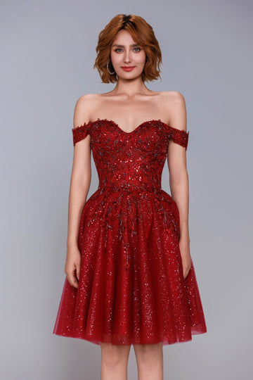 A-Line Mini Glitter Homecoming Dress CS1037