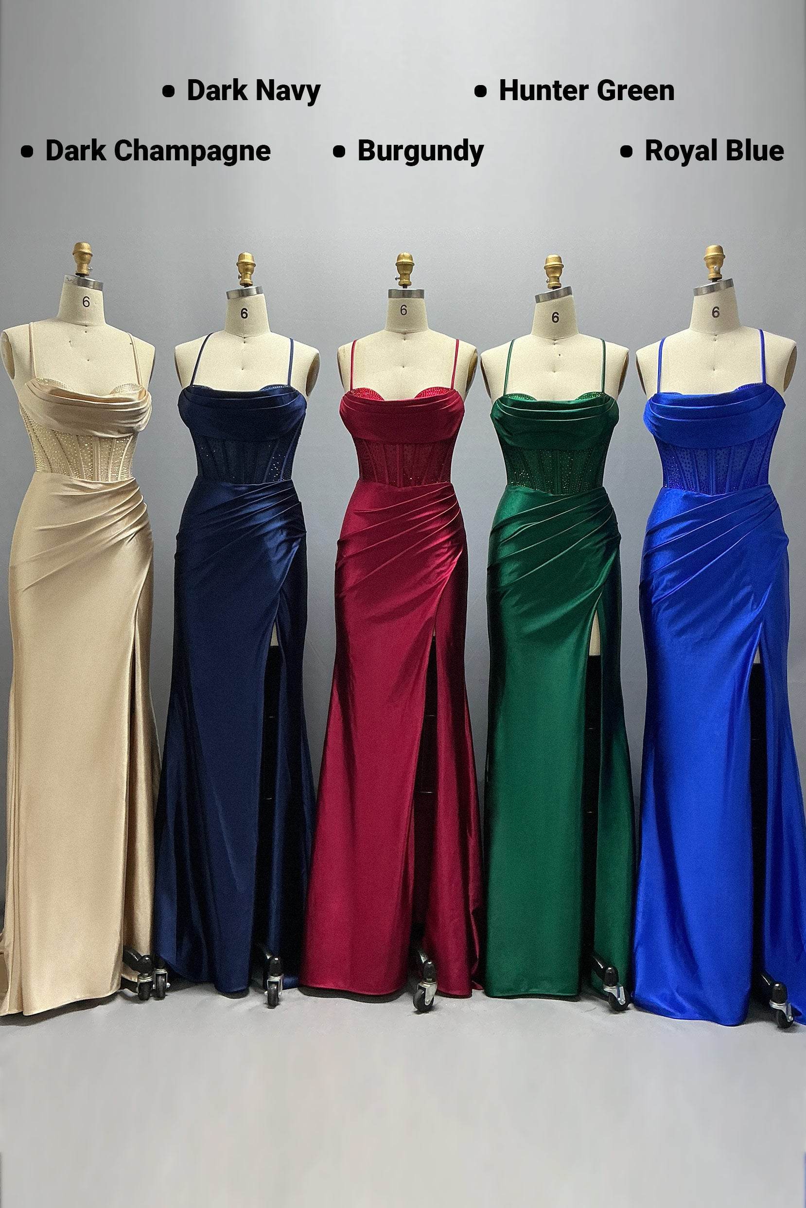 Sheath-Column Maxi Stretch Satin Prom Dress CS1039