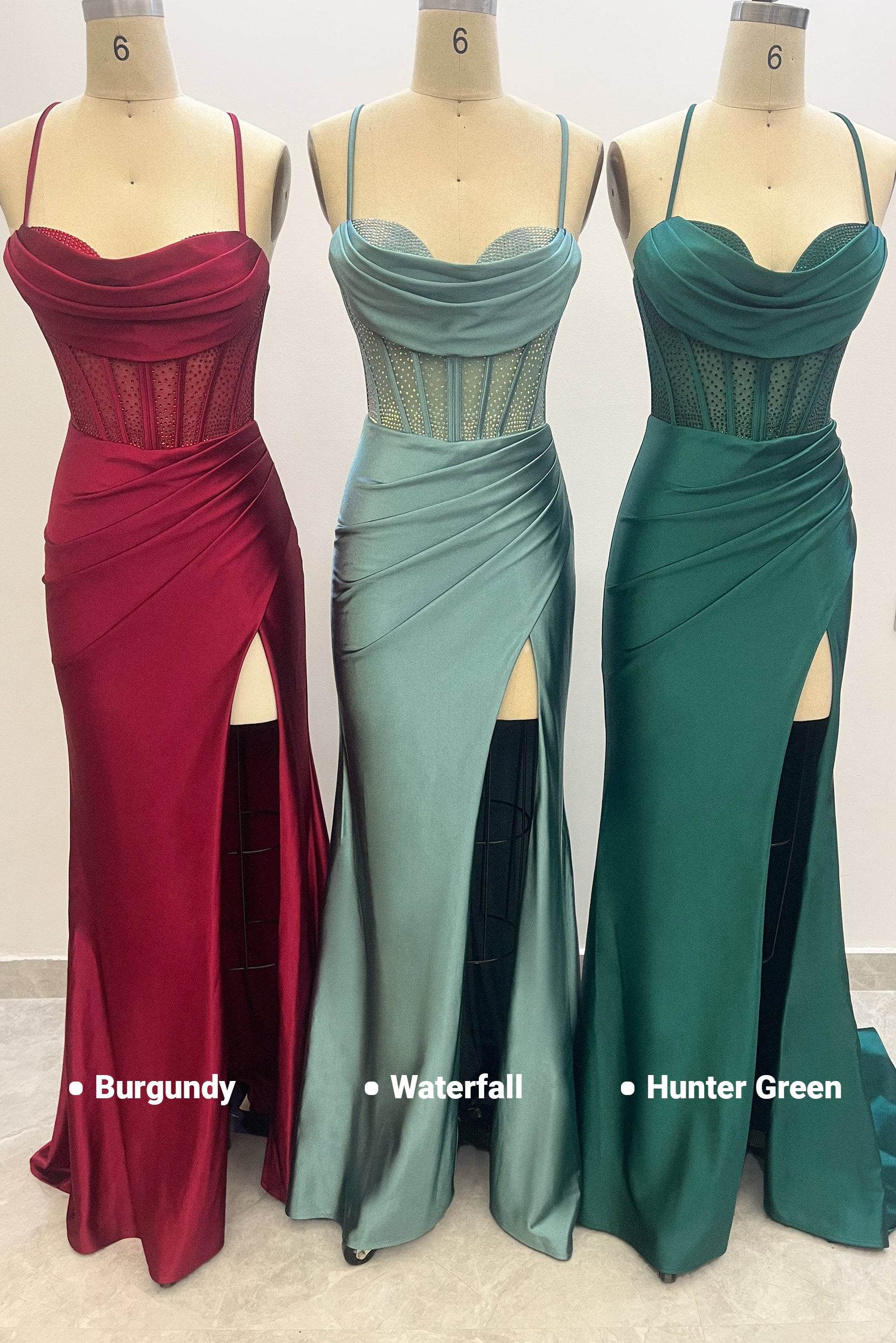 Sheath-Column Maxi Stretch Satin Prom Dress CS1039