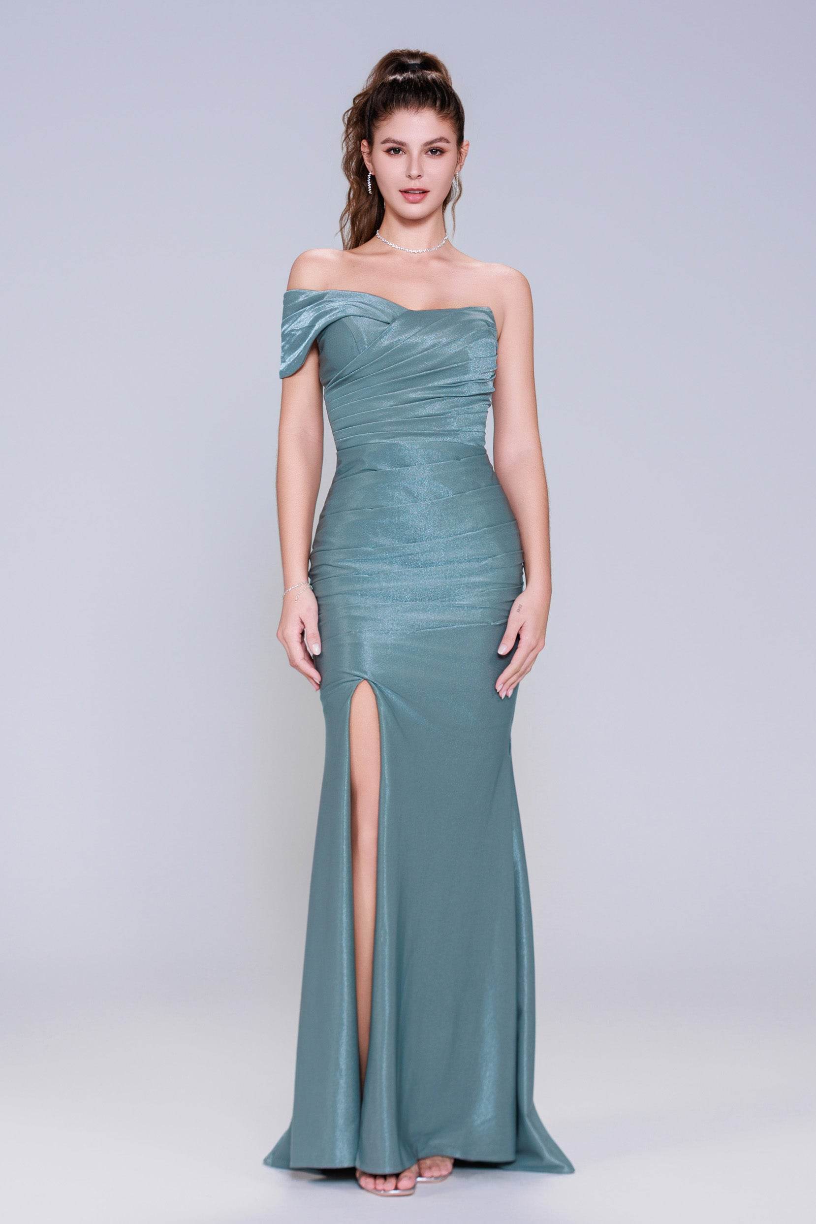 Sheath-Column Maxi Stretch Crepe Prom Dress CS1040
