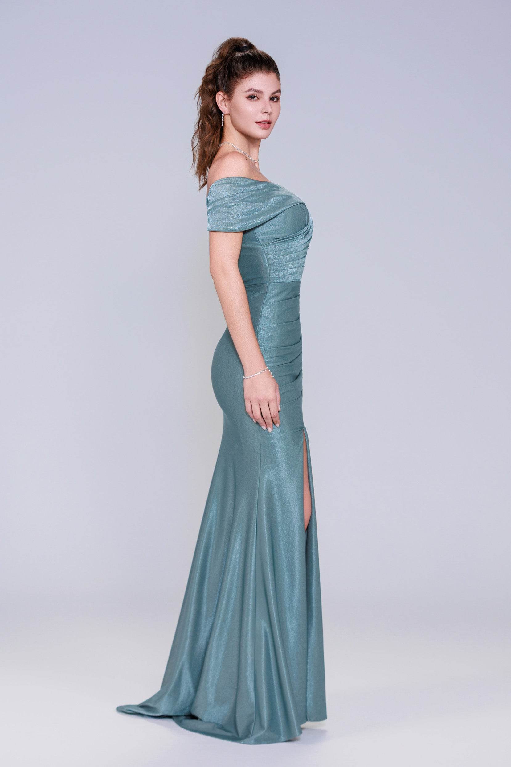 Sheath-Column Maxi Stretch Crepe Prom Dress CS1040