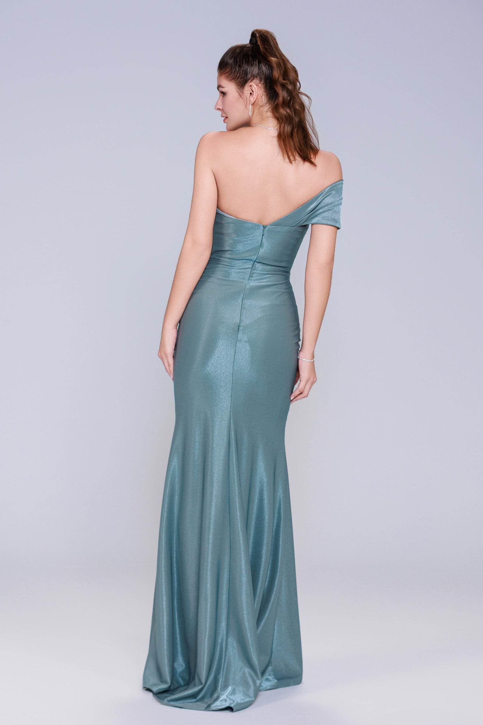 Sheath-Column Maxi Stretch Crepe Prom Dress CS1040