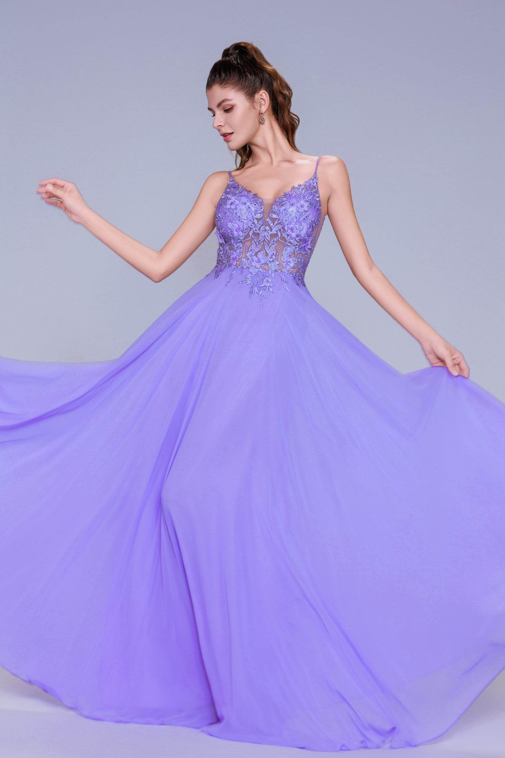 A-Line Maxi Chiffon Prom Dress CS1043