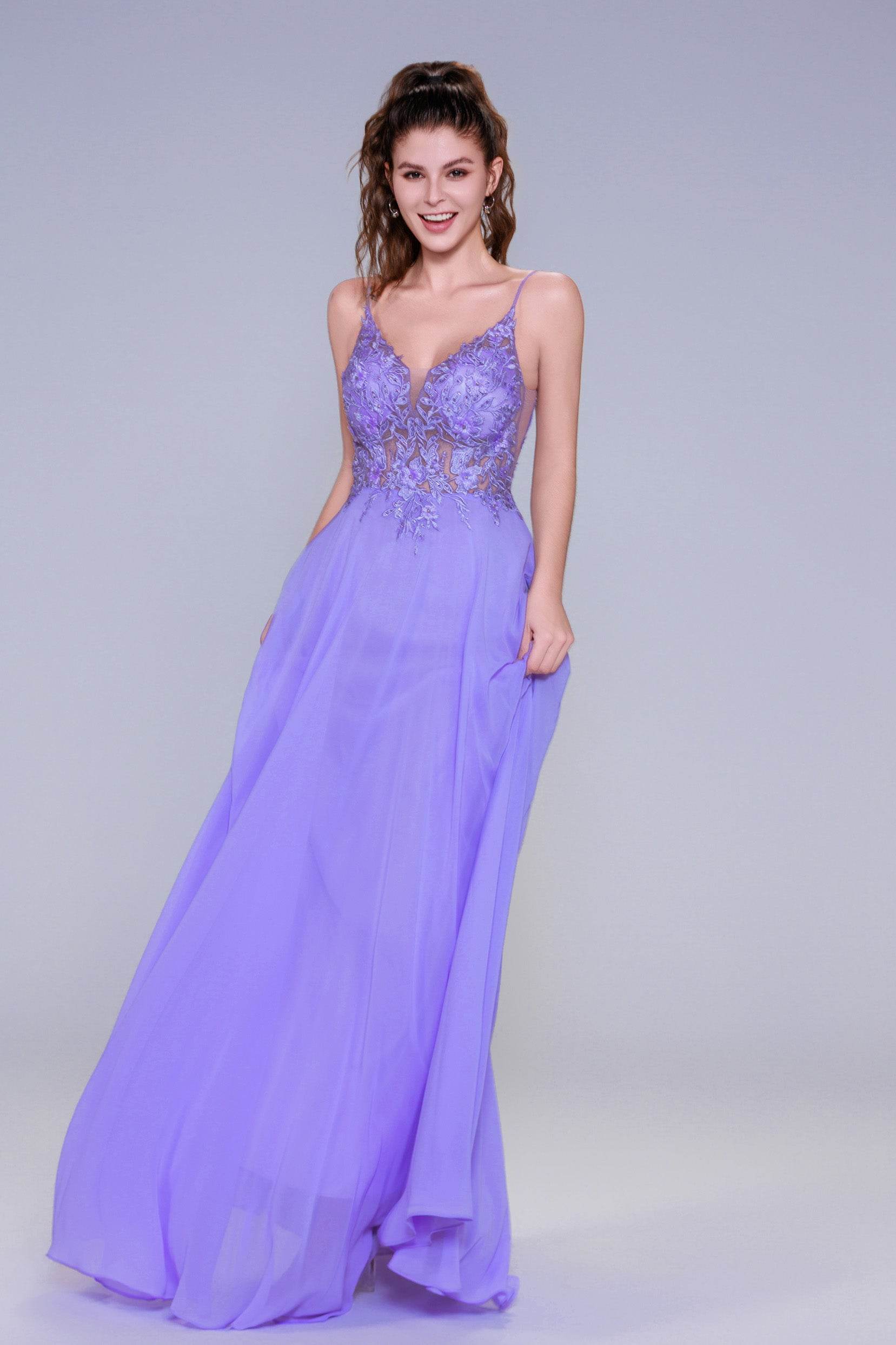 A-Line Maxi Chiffon Prom Dress CS1043