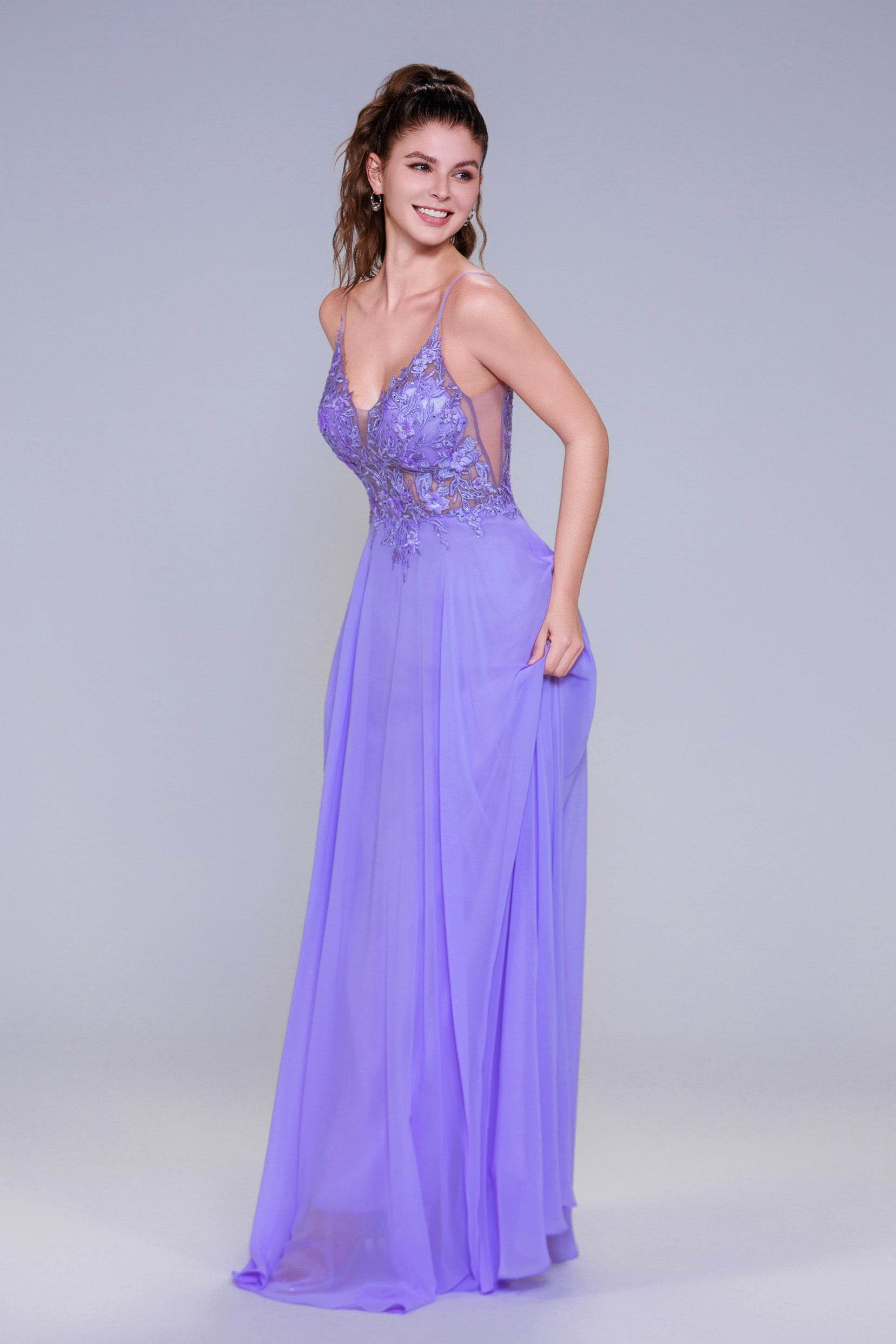 A-Line Maxi Chiffon Prom Dress CS1043