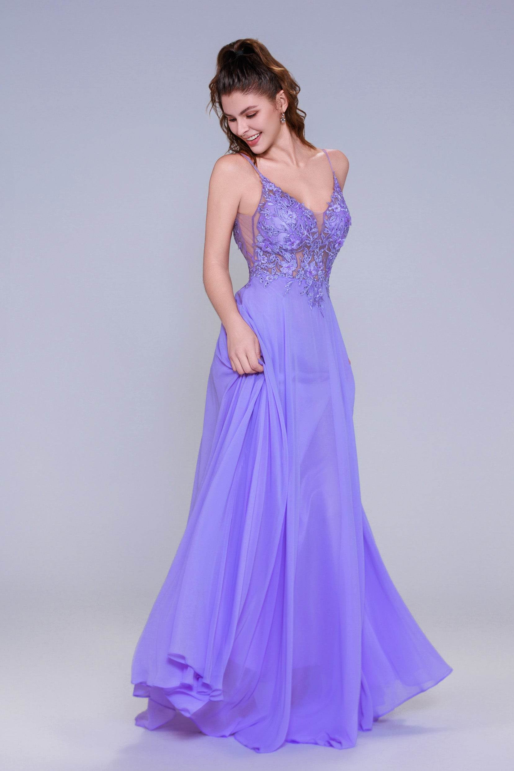 A-Line Maxi Chiffon Prom Dress CS1043