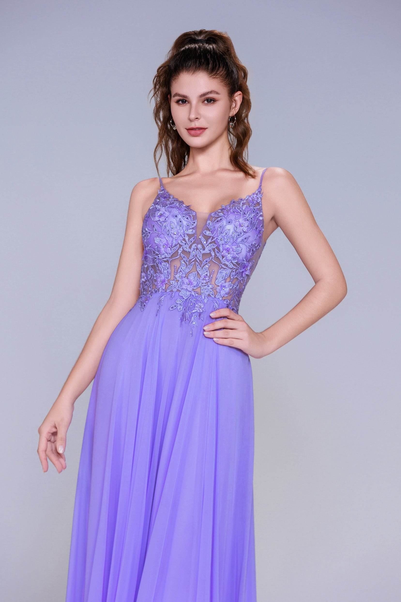 A-Line Maxi Chiffon Prom Dress CS1043