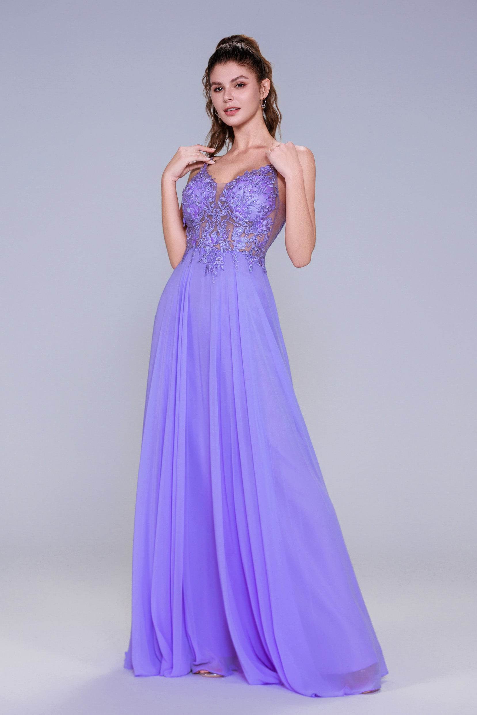 A-Line Maxi Chiffon Prom Dress CS1043