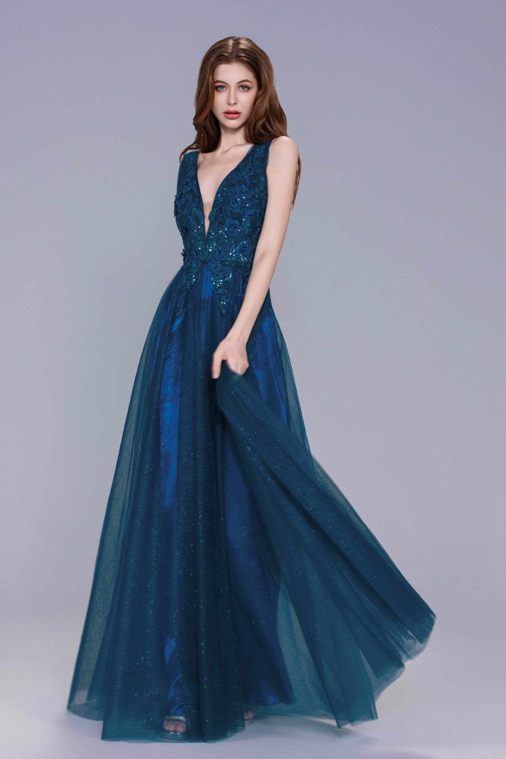 A-Line Maxi Tulle Prom Dress CS1045