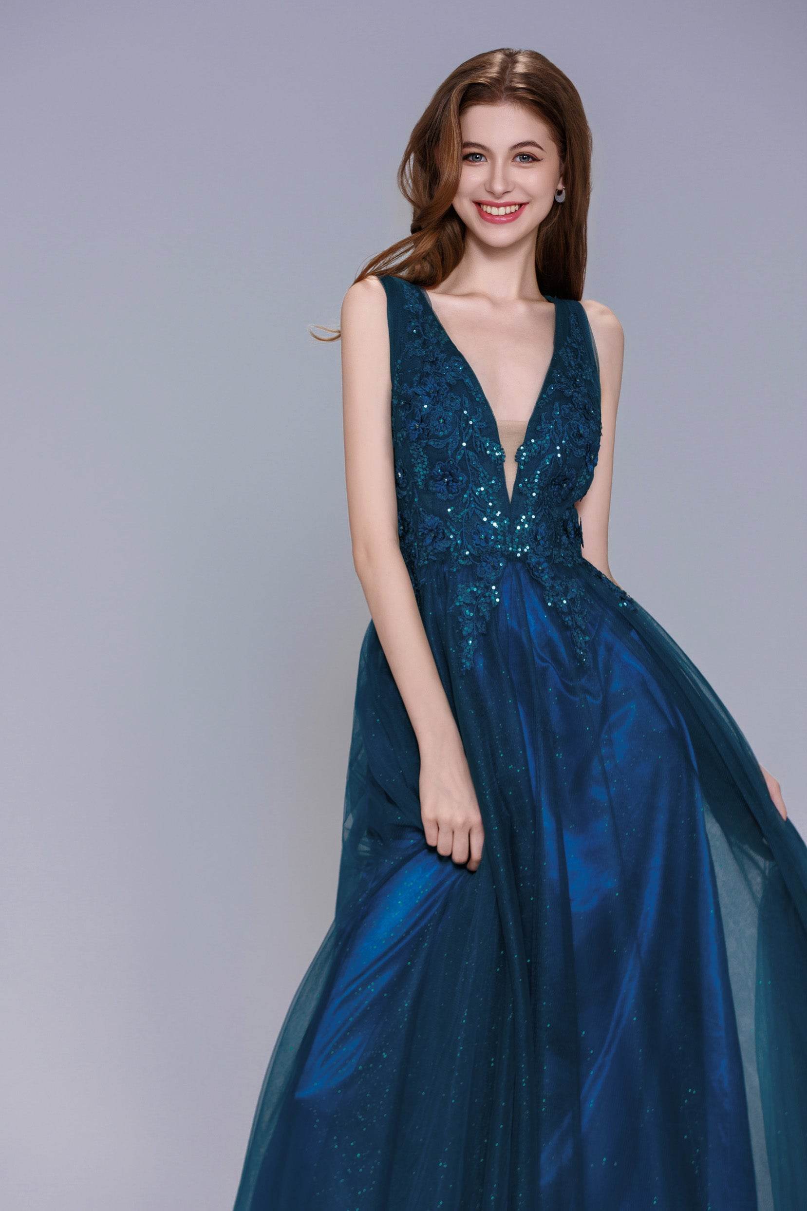 A-Line Maxi Tulle Prom Dress CS1045