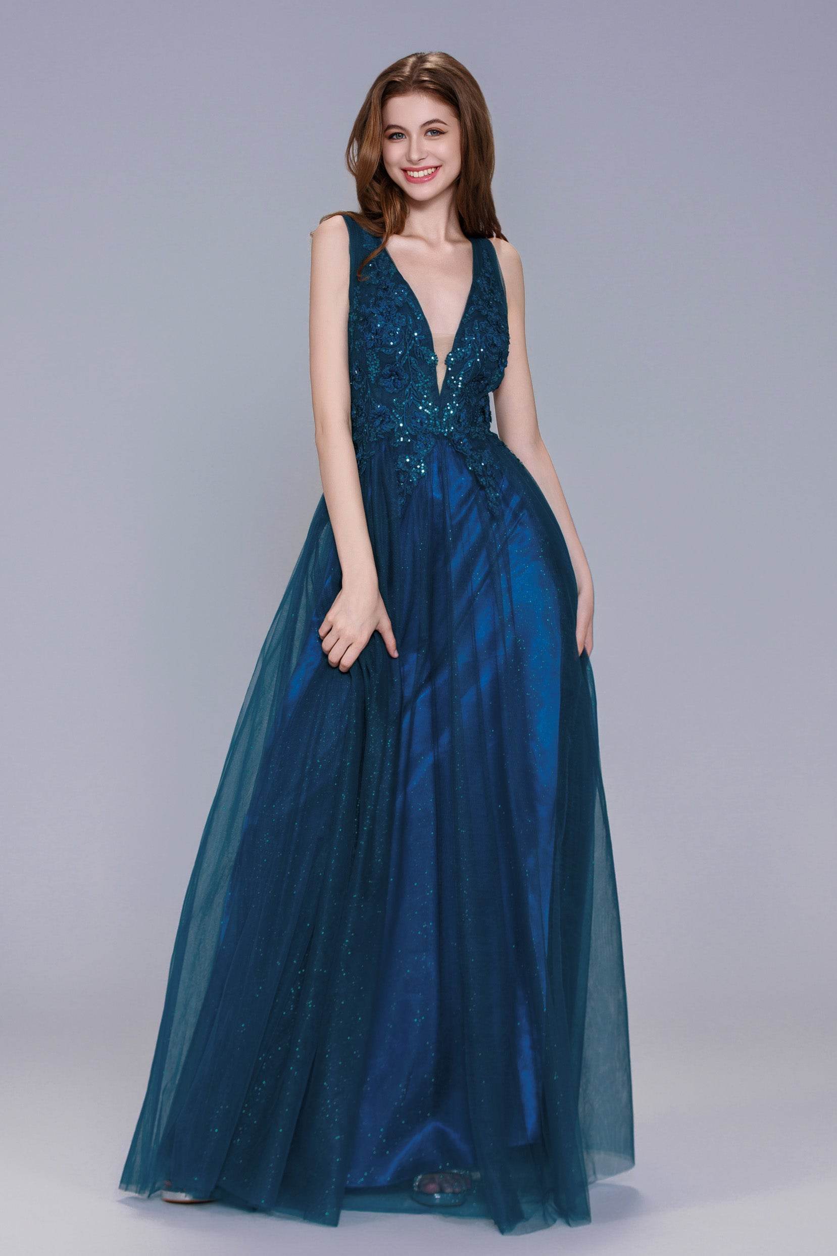 A-Line Maxi Tulle Prom Dress CS1045