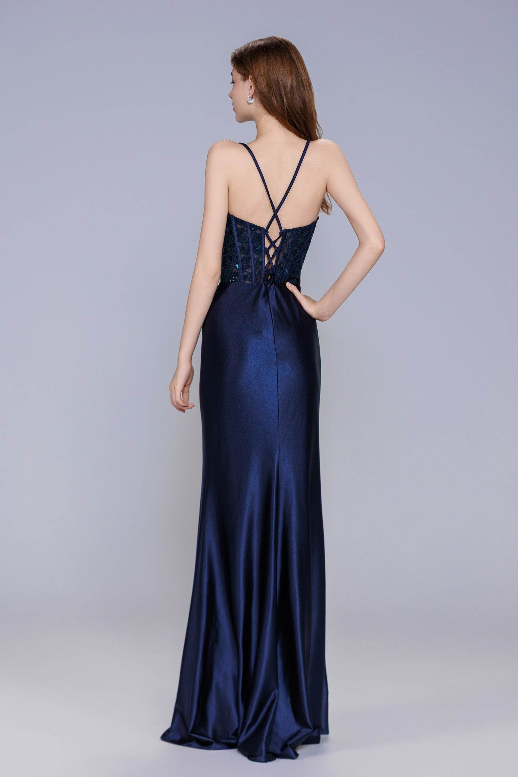 Sheath-Column Maxi Stretch Satin Prom Dress CS1046