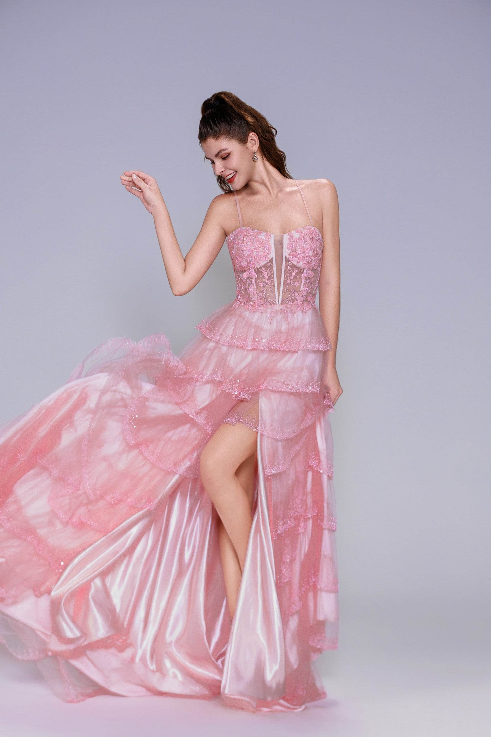 Ball Gown Sweep-Brush Train Tulle Prom Dress CS1048