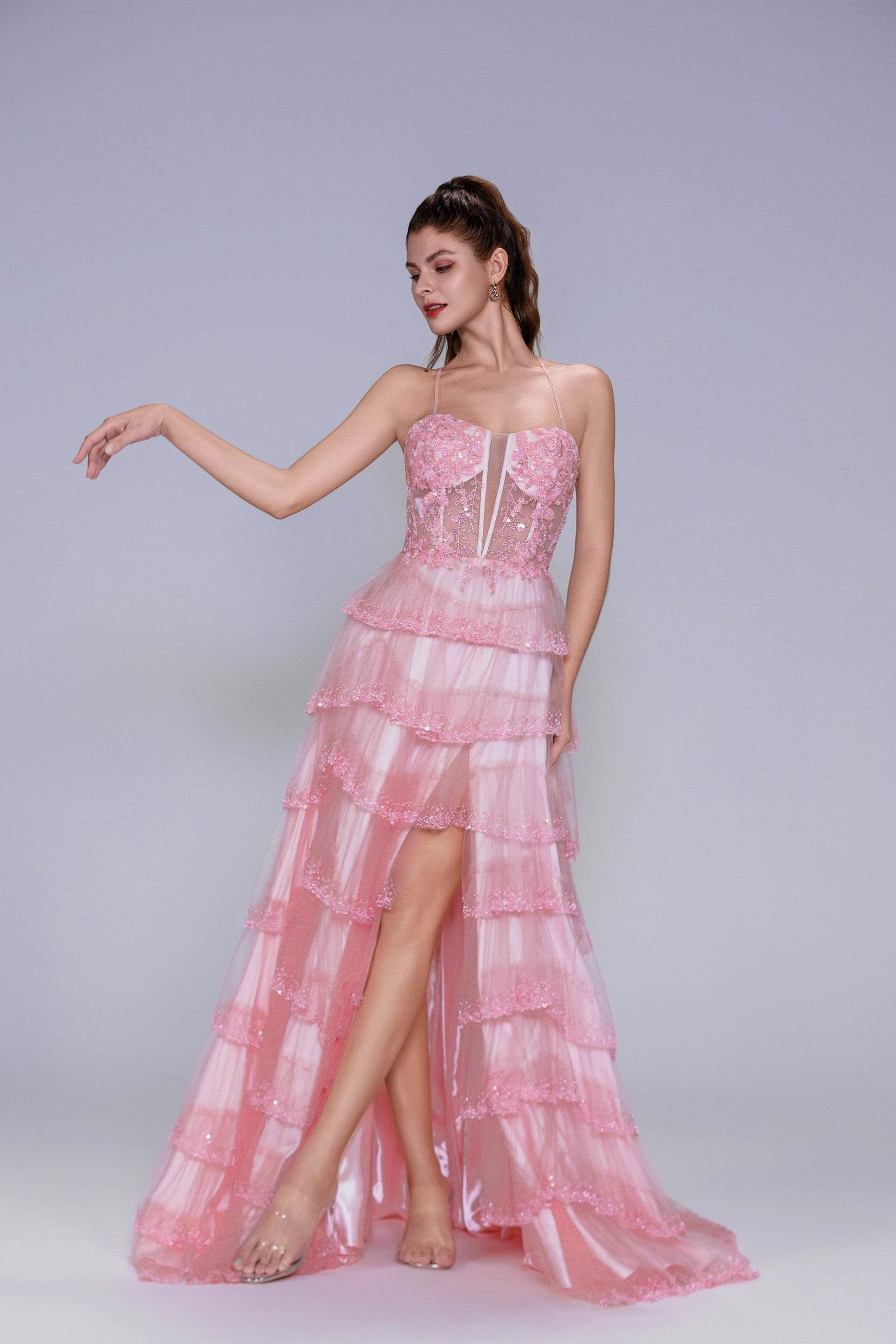 Ball Gown Sweep-Brush Train Tulle Prom Dress CS1048