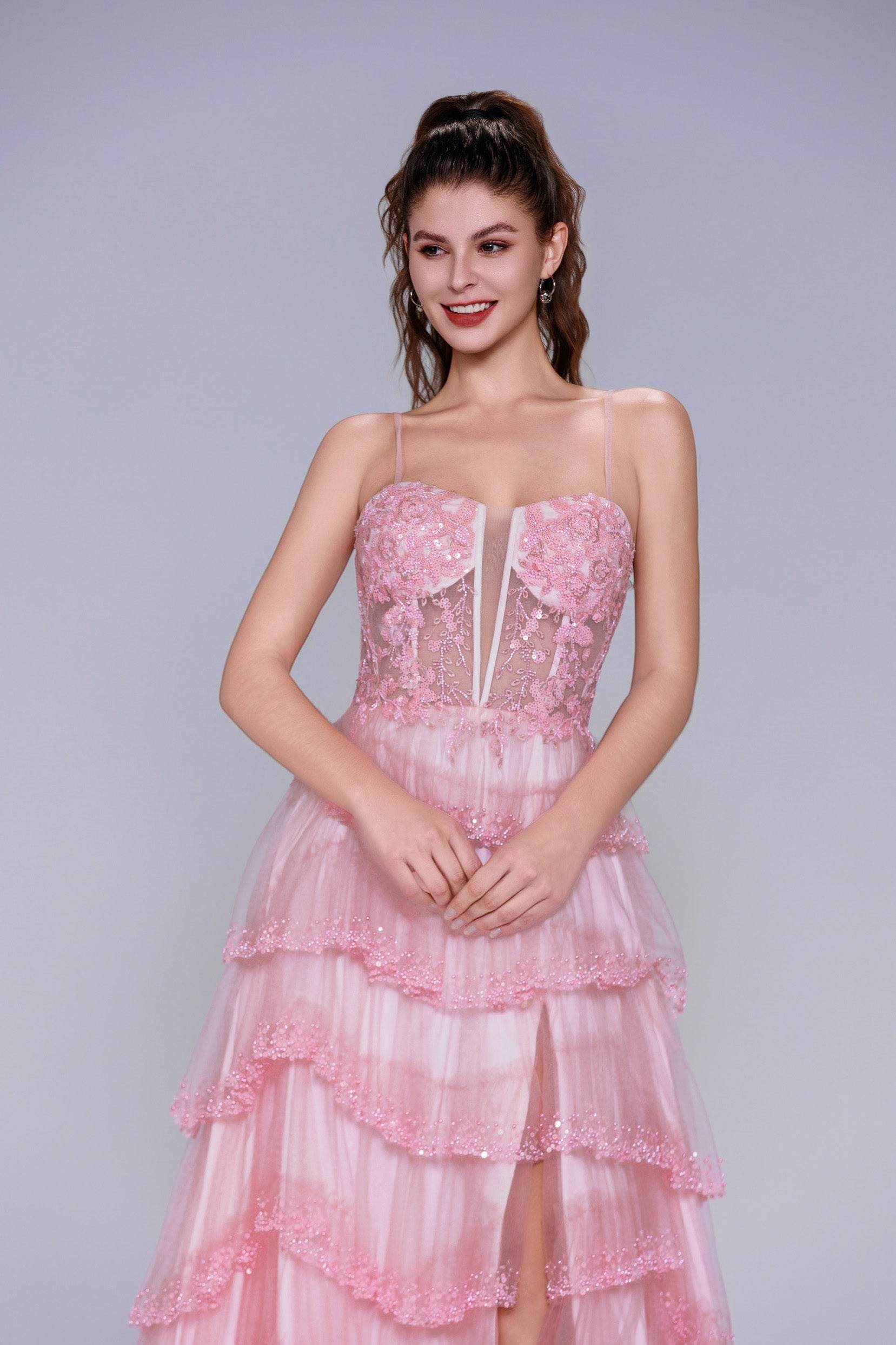 Ball Gown Sweep-Brush Train Tulle Prom Dress CS1048