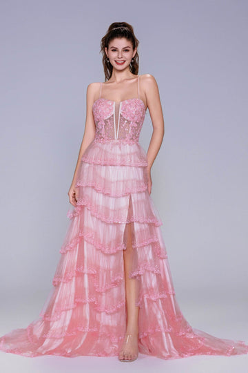 Ball Gown Sweep-Brush Train Tulle Prom Dress CS1048