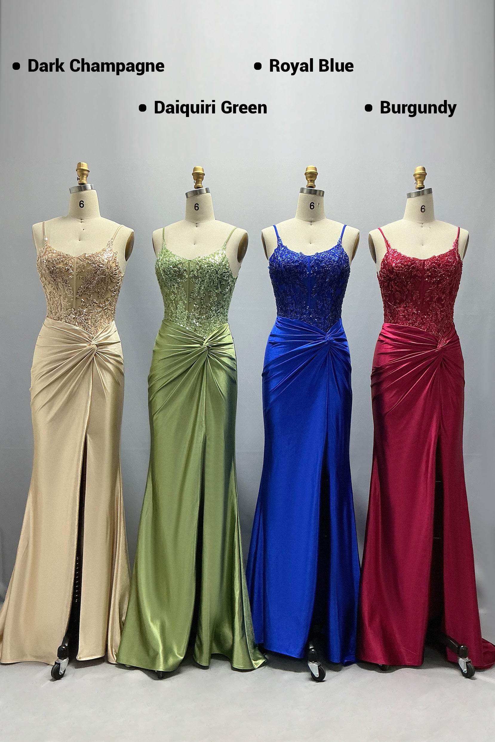 Sheath-Column Sweep-Brush Train Stretch Satin Prom Dress CS1051