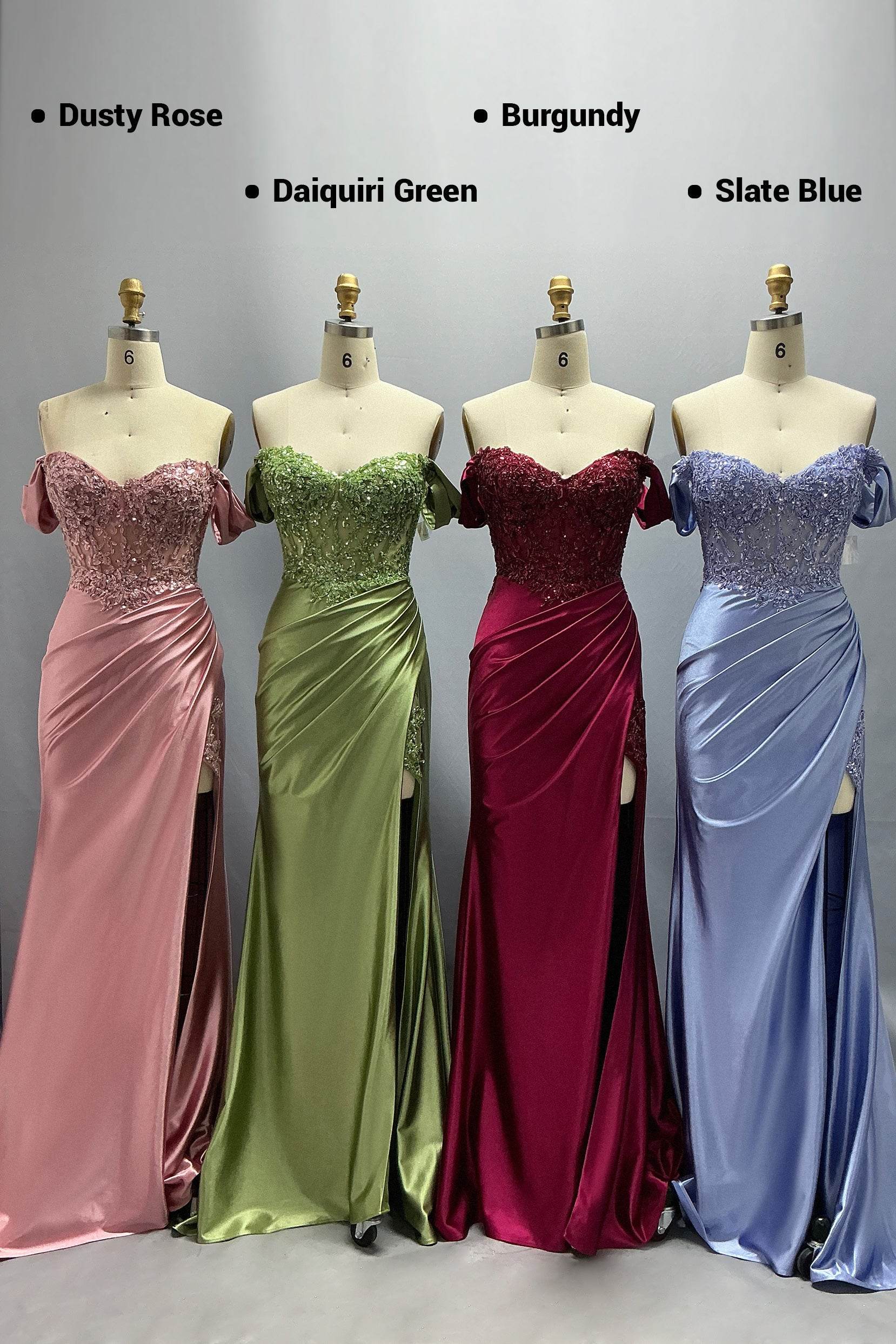 Sheath-Column Sweep-Brush Train Stretch Satin Prom Dress CS1052