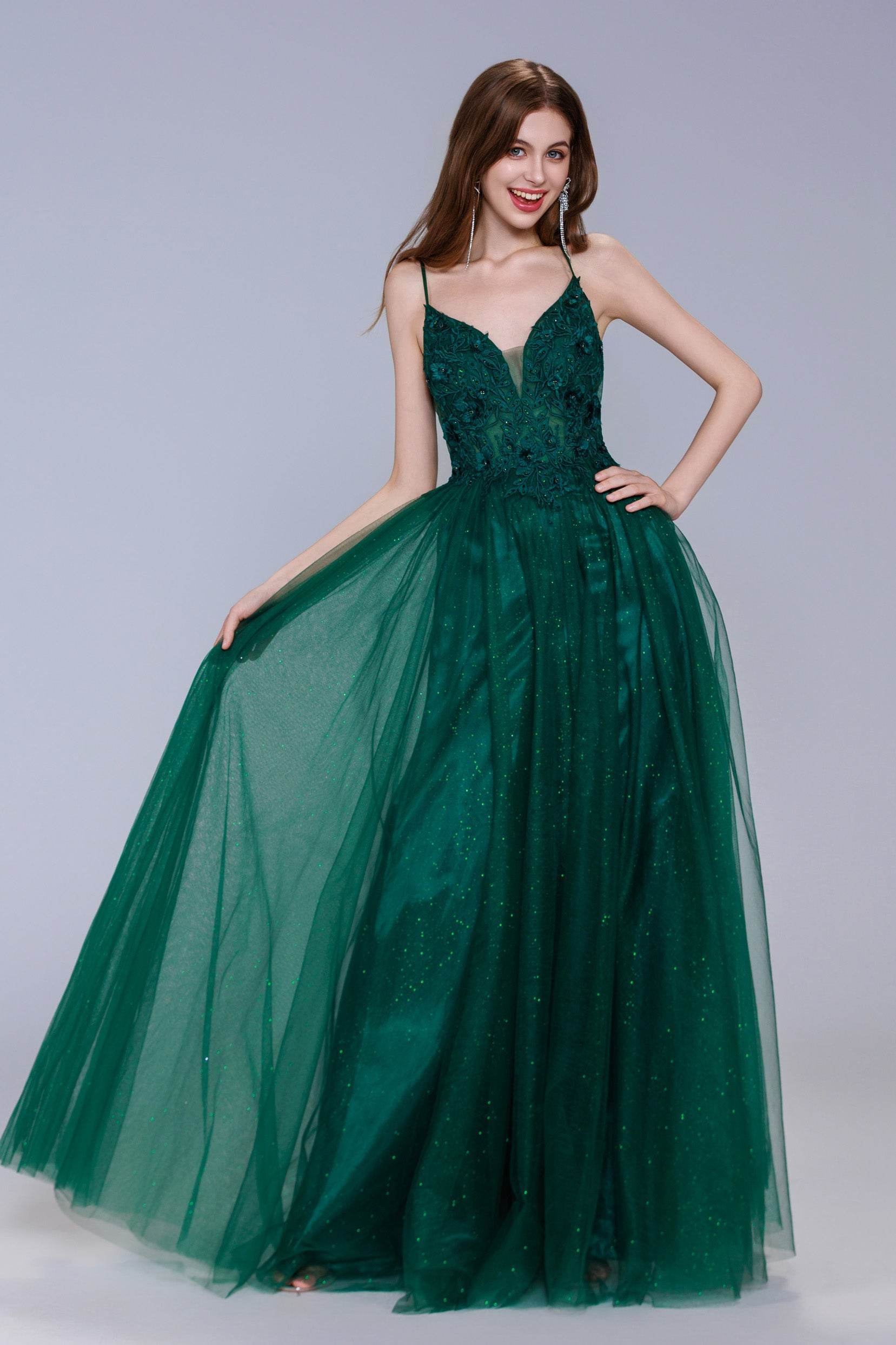 A-Line Maxi Tulle Prom Dress CS1060