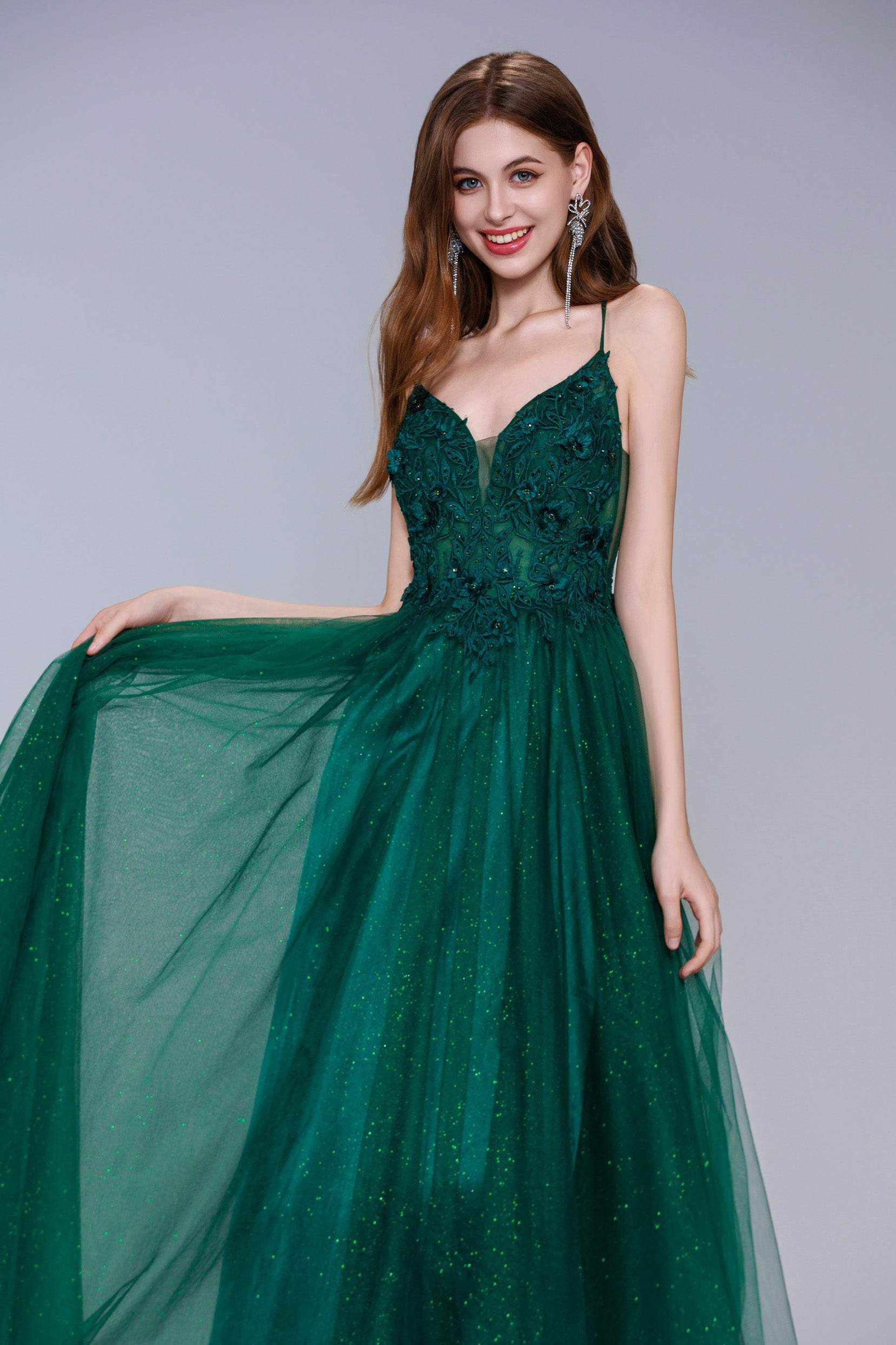 A-Line Maxi Tulle Prom Dress CS1060