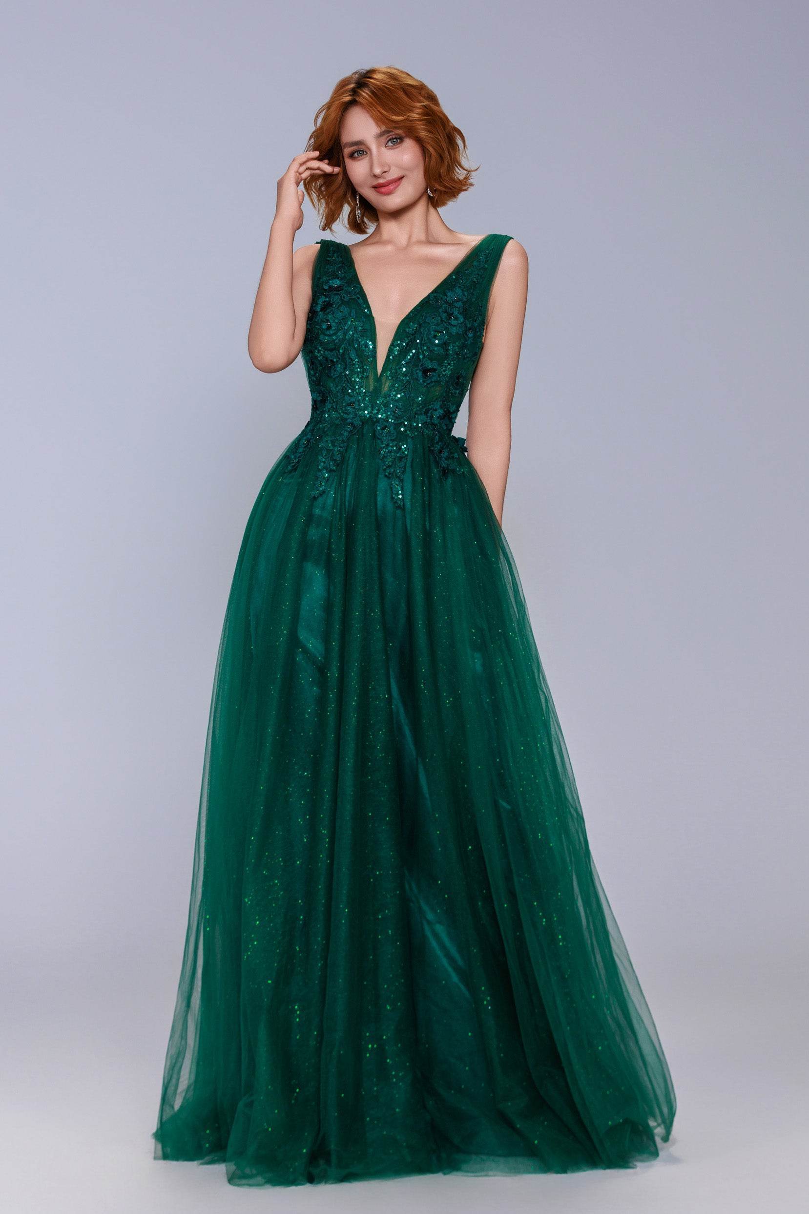 A-Line Maxi Tulle Prom Dress CS1062