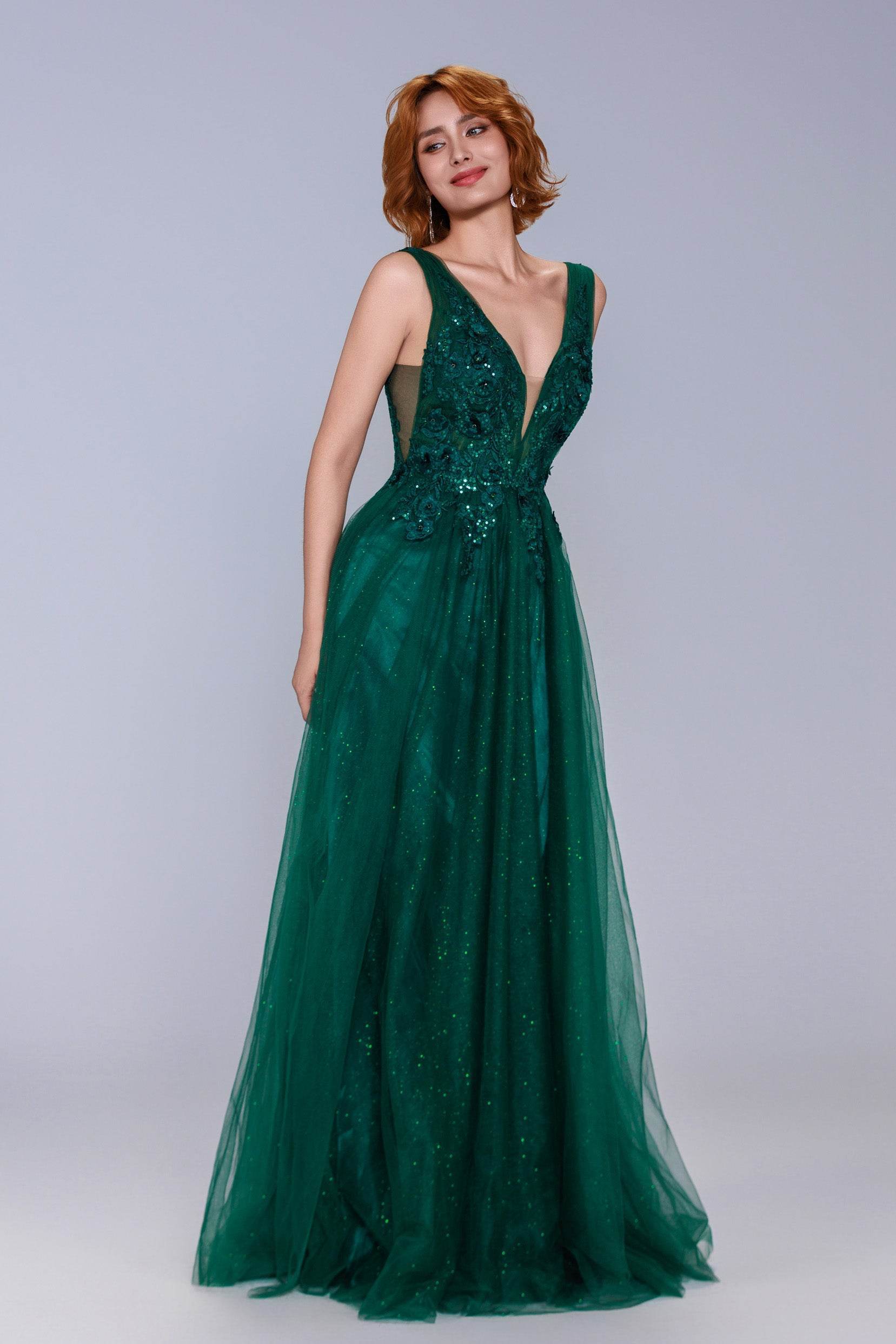 A-Line Maxi Tulle Prom Dress CS1062
